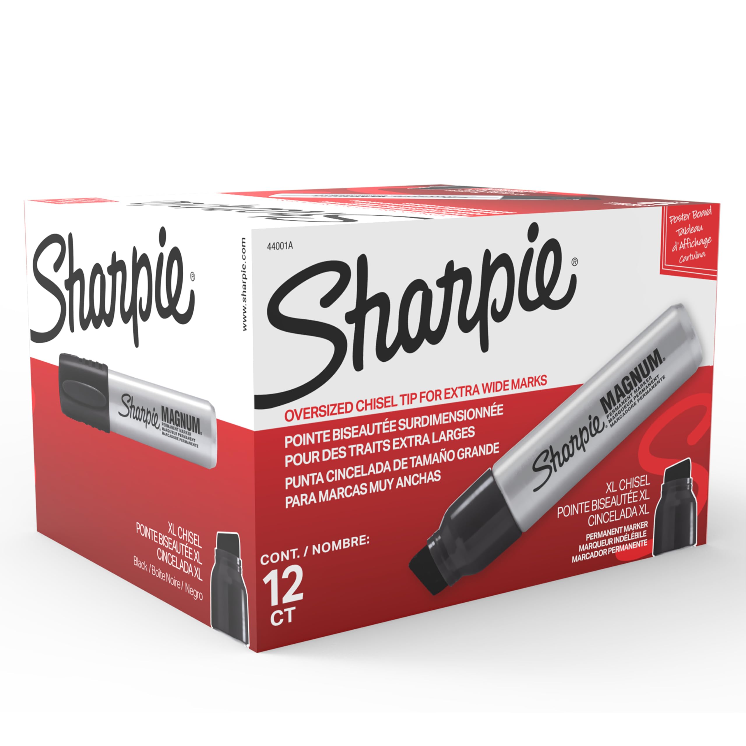 Sharpie Magnum Permanent Markers - 12 Pack Black Oversized Chisel Tip Markers for Poster Boards, Cardboard, Wood & Metal | Ideal for Sign Making, DIY Projects & Office Use