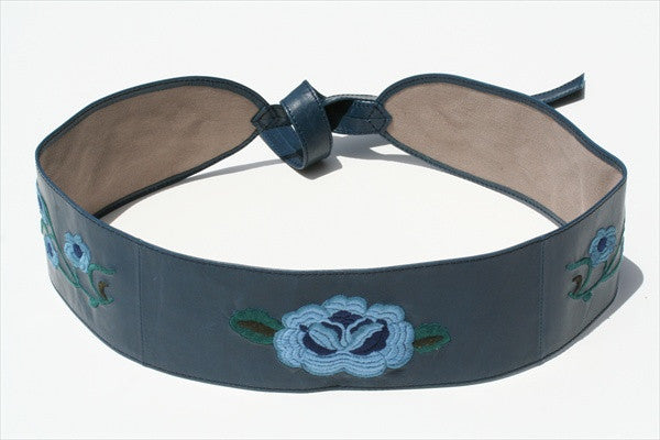 Embroidered Genuine Leather Belt for Men - Blue | Stylish & Durable Fashion Accessory for Casual & Formal Wear