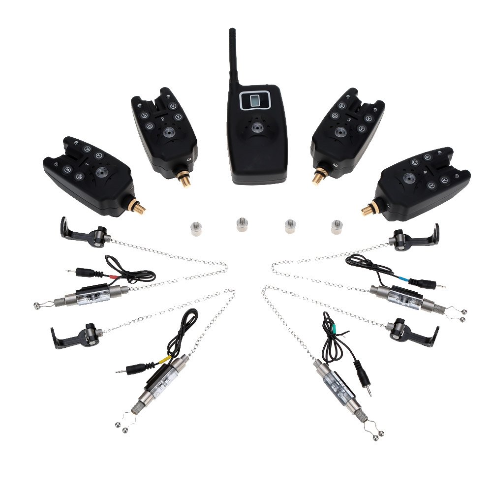 Lixada Wireless Digital Bite Alarms Kit - Fishing Alarm System with LED Lights, Sound Signal, Receiver & Swings | Portable Carrying Case Included | Ideal for Night Fishing, Carp Fishing & Bank Fishing