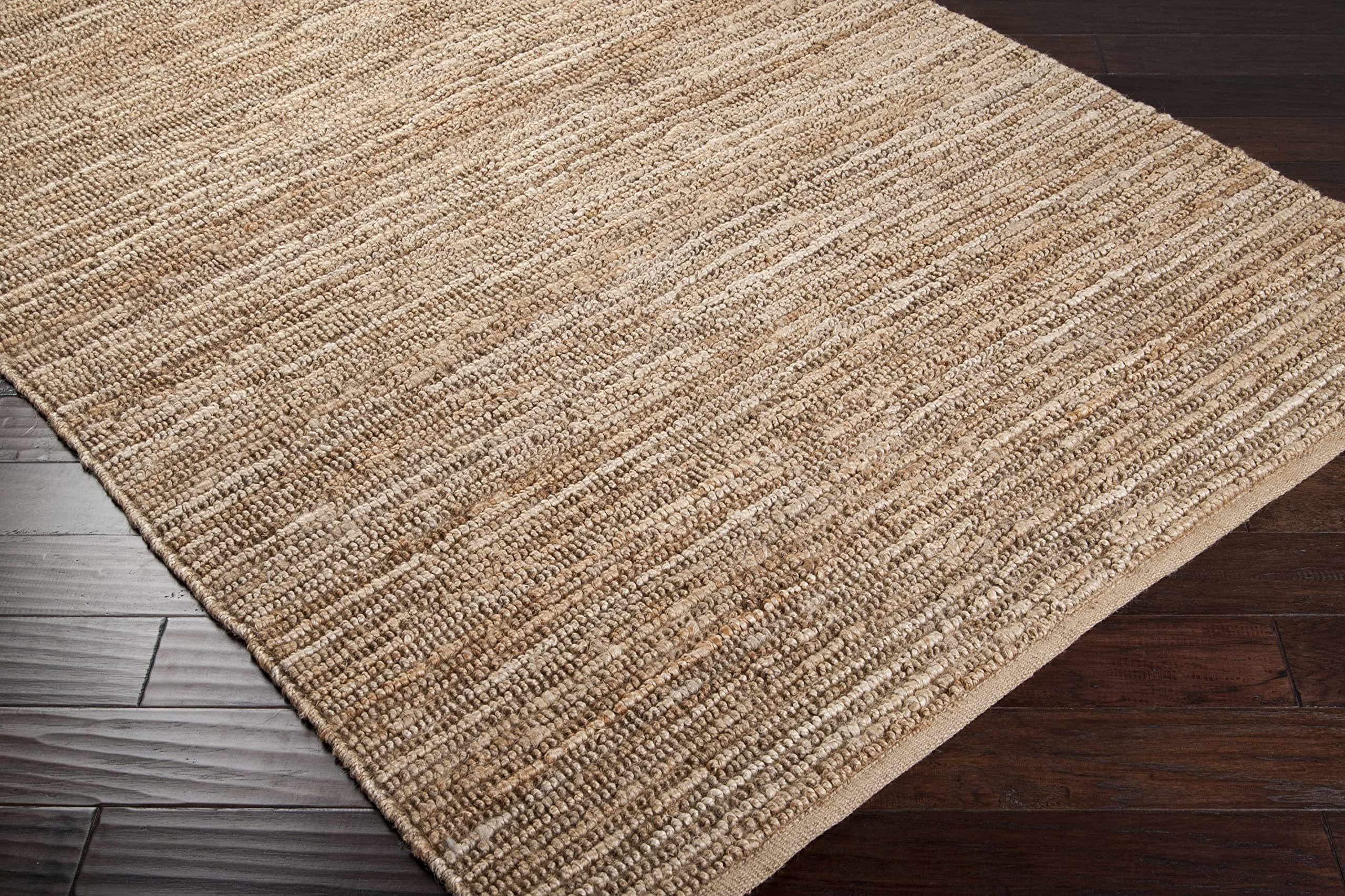 Hauteloom Glover Iantha Natural Jute Rug - Handwoven Sea Grass Area Rug - Eco-Friendly Farmhouse Style Carpet - Rattan Wicker Look - Brown & Beige - 3'6
