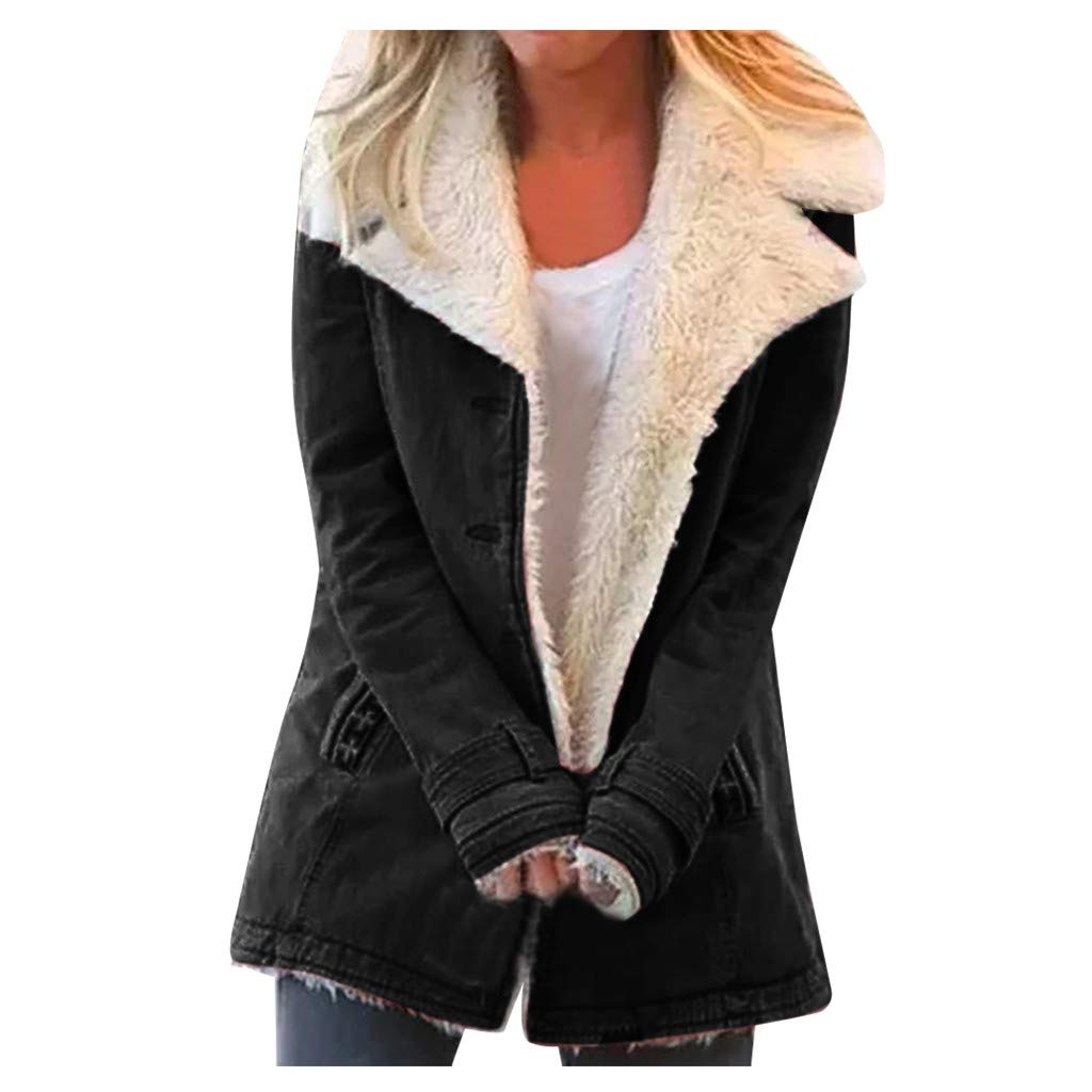 Women's Fashion Utility Jean Jacket - Warm Plush Lined Casual Jacket with Stitching Details for Fall & Winter | Perfect for Outdoor Activities, Workwear & Street Style