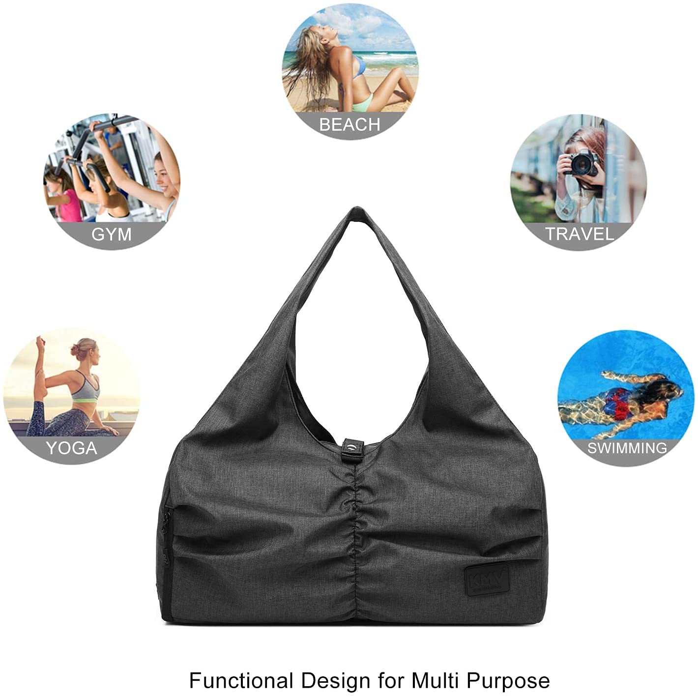 Premium Travel Yoga Gym Bag for Women - Waterproof Workout Tote with Shoe Compartment & Wet/Dry Pockets - Perfect for Yoga, Gym, Travel & Beach Accessories Storage