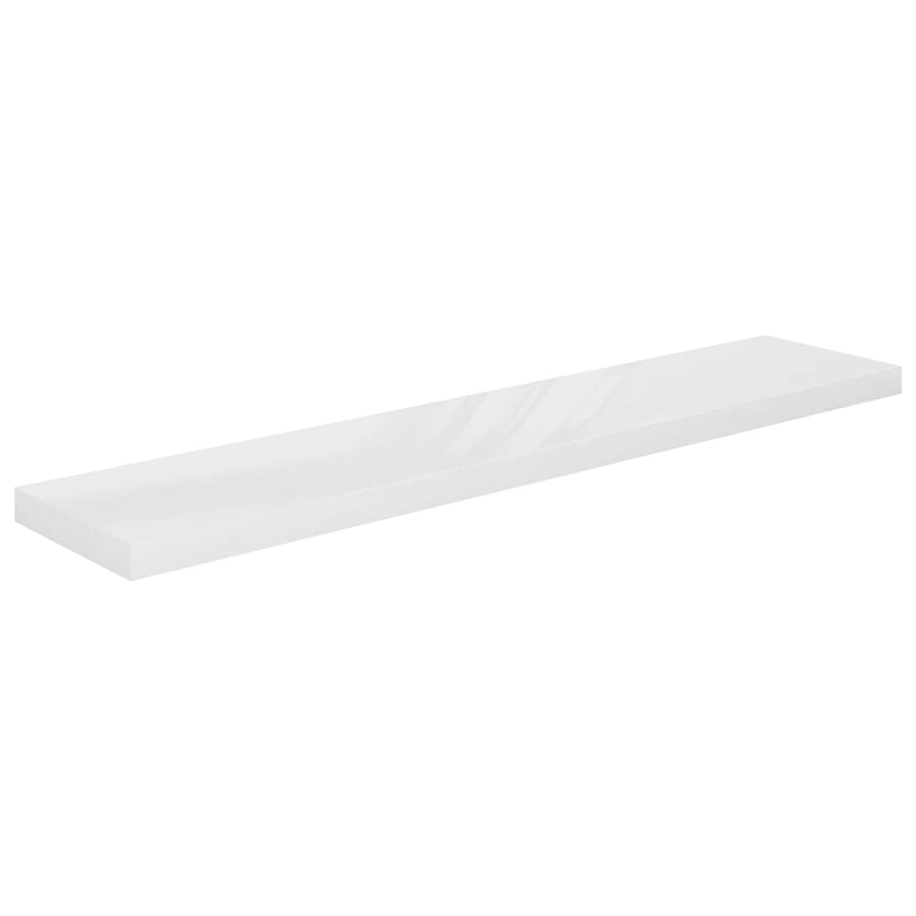 Floating Wall Shelves Set of 2 - Modern Wall Mounted Display Ledges for Living Room, Bedroom, Office - High Gloss White MDF Shelves (47.2