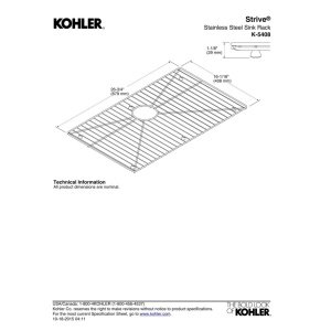 KOHLER Stainless Steel Sink Rack for K-5409 Strive Kitchen Sink | 26.75 x 16 Inches | Durable Dish Drying Rack | Perfect for Kitchen Organization & Dish Drying