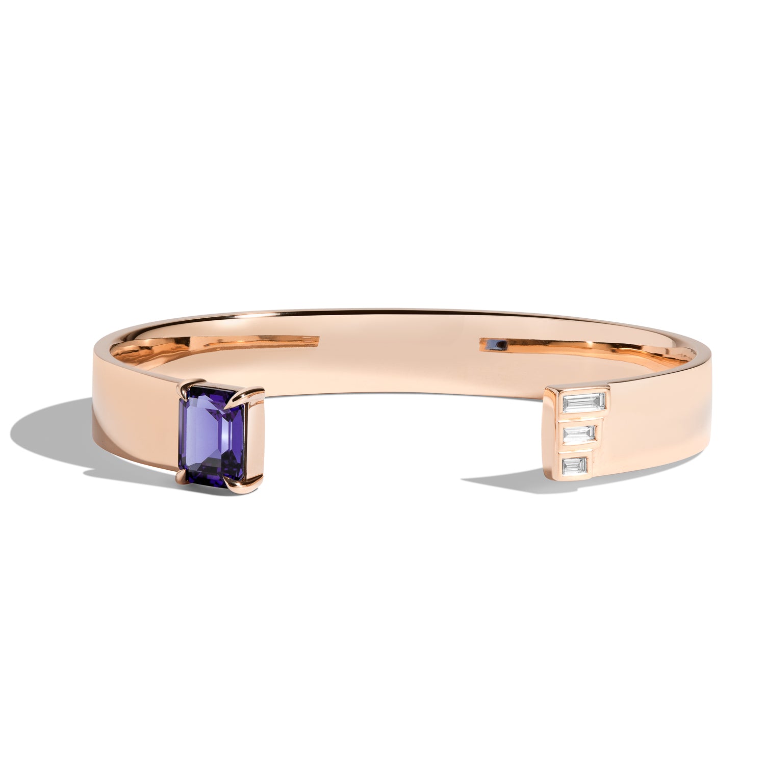Emerald Cut Cuff Bracelet with Baguette Diamonds - Elegant Jewelry for Women, Perfect for Weddings & Special Occasions