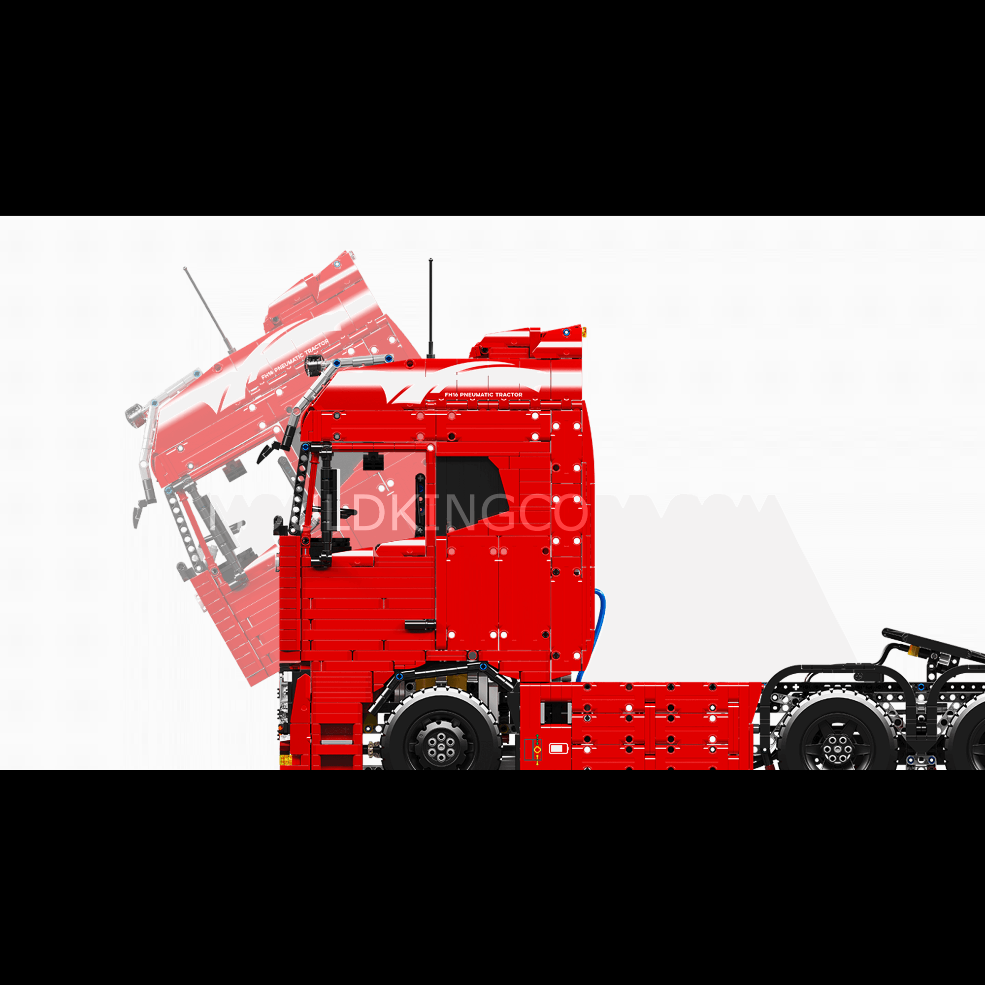 Mould King 19015+19015T FH16 Remote Control Pneumatic Tractor and Trailer Building Blocks Set - STEM Educational Toy for Kids & Adults, Perfect for Construction Play and Collectors