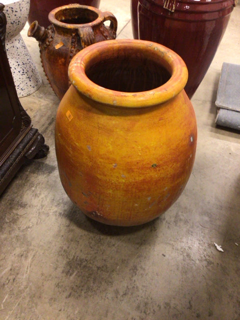 26 1/4 Inch Orange Ceramic Flower Pot - Modern Home & Garden Decor for Indoor Plants, Succulents, and Herbs