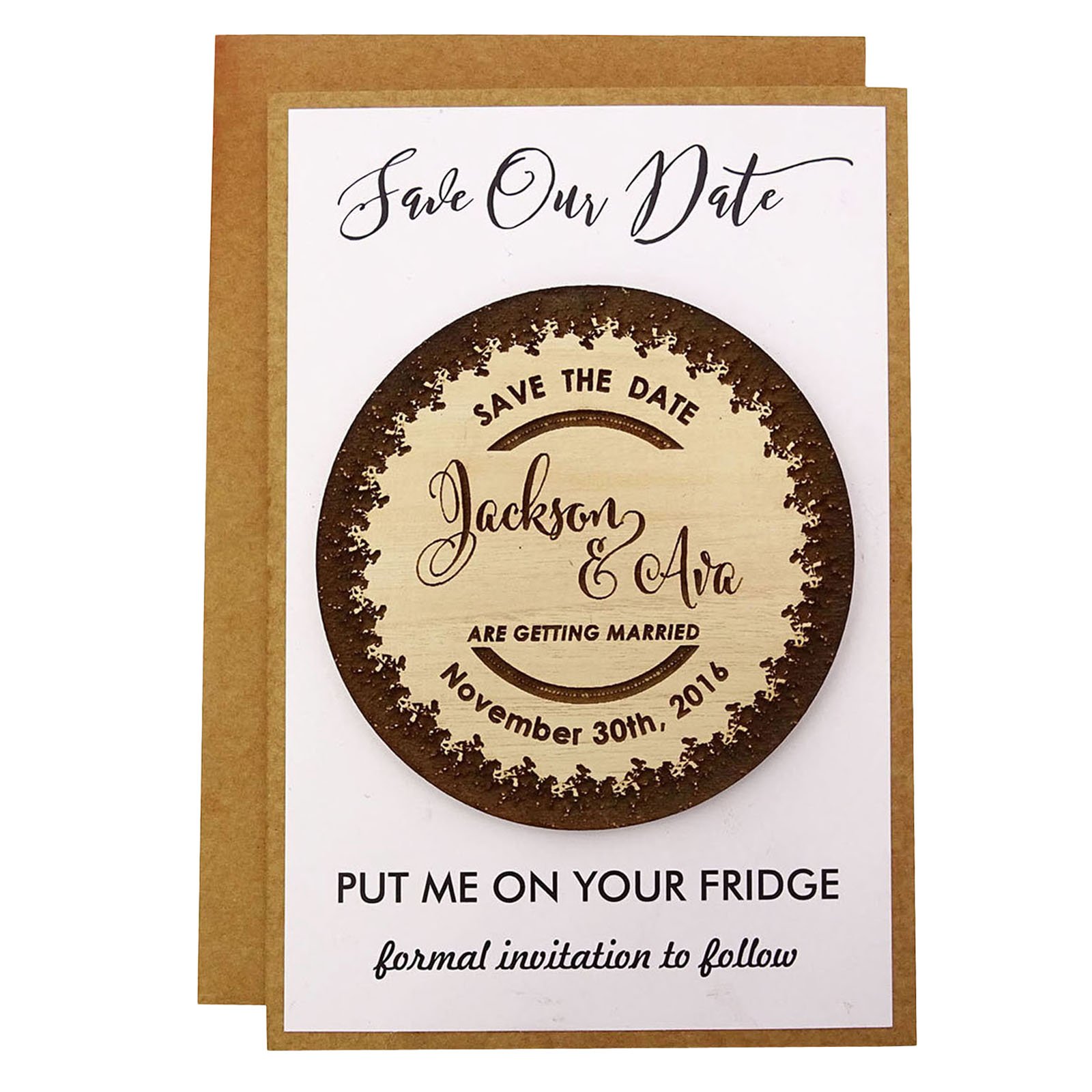 Custom Engraved Wooden Save The Date Magnets - Rustic Wedding Invitation Magnet - 25 Personalized Wedding Favors - Perfect for Bridal Showers, Anniversary Gifts & Couple Keepsakes