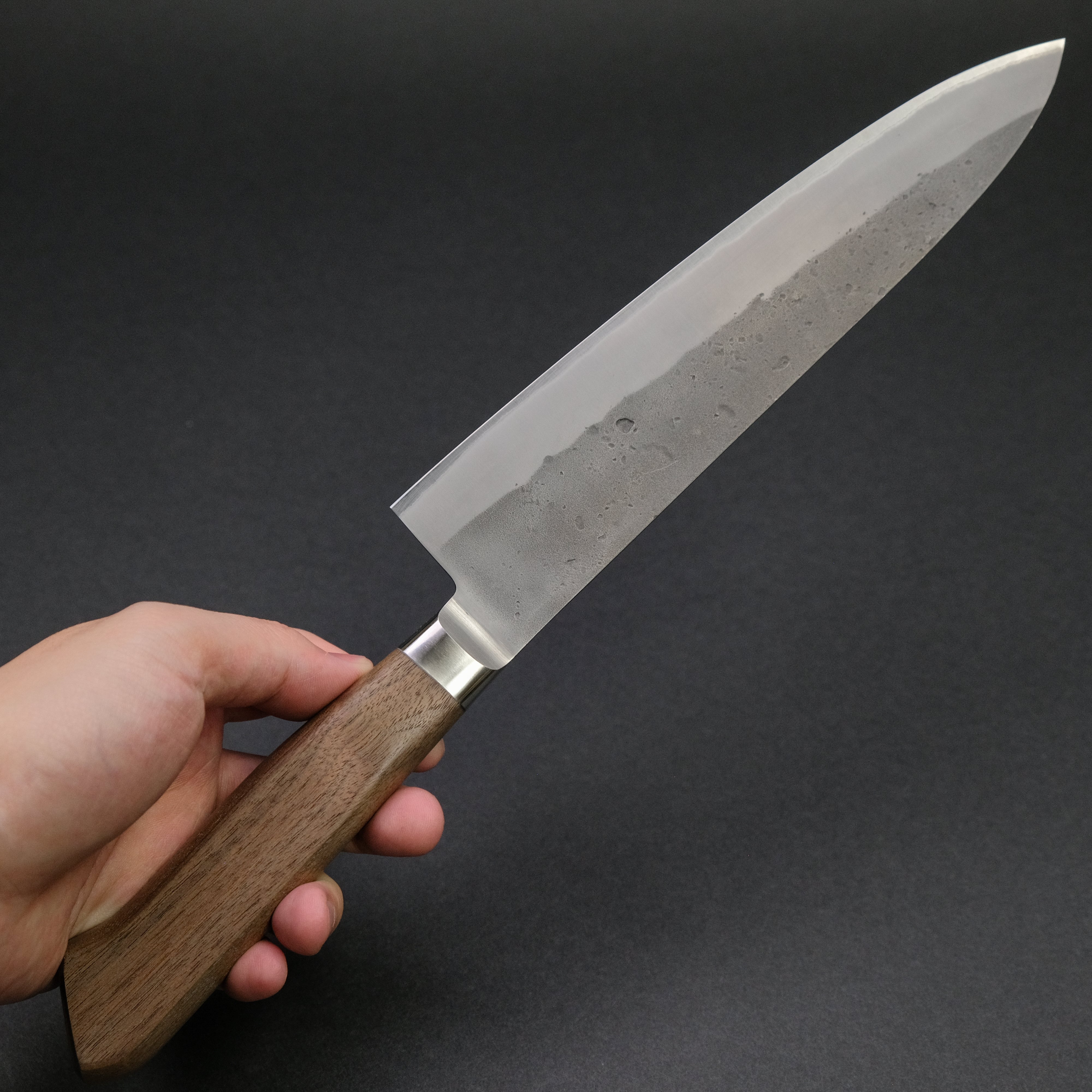 Hitohira TD Blue #2 Stainless Clad Nashiji Yo Gyuto 210mm Japanese Chef Knife with Walnut Handle - Perfect for Slicing, Dicing, and Precision Cutting in Professional Kitchens & Home Cooking