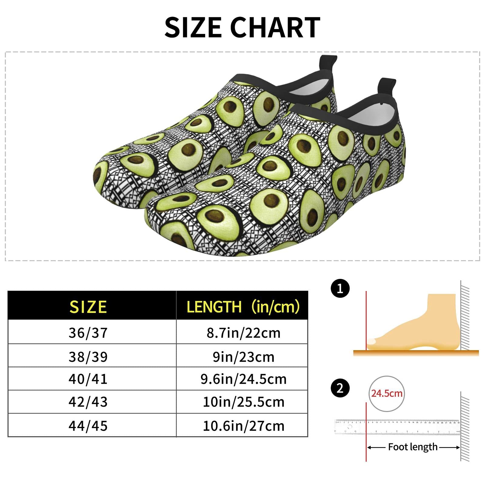 Women's & Men's Quick-Dry Avocado Water Shoes - Barefoot Beach Swim Surf Shoes for Summer - Perfect for Swimming, Surfing, and Beach Activities