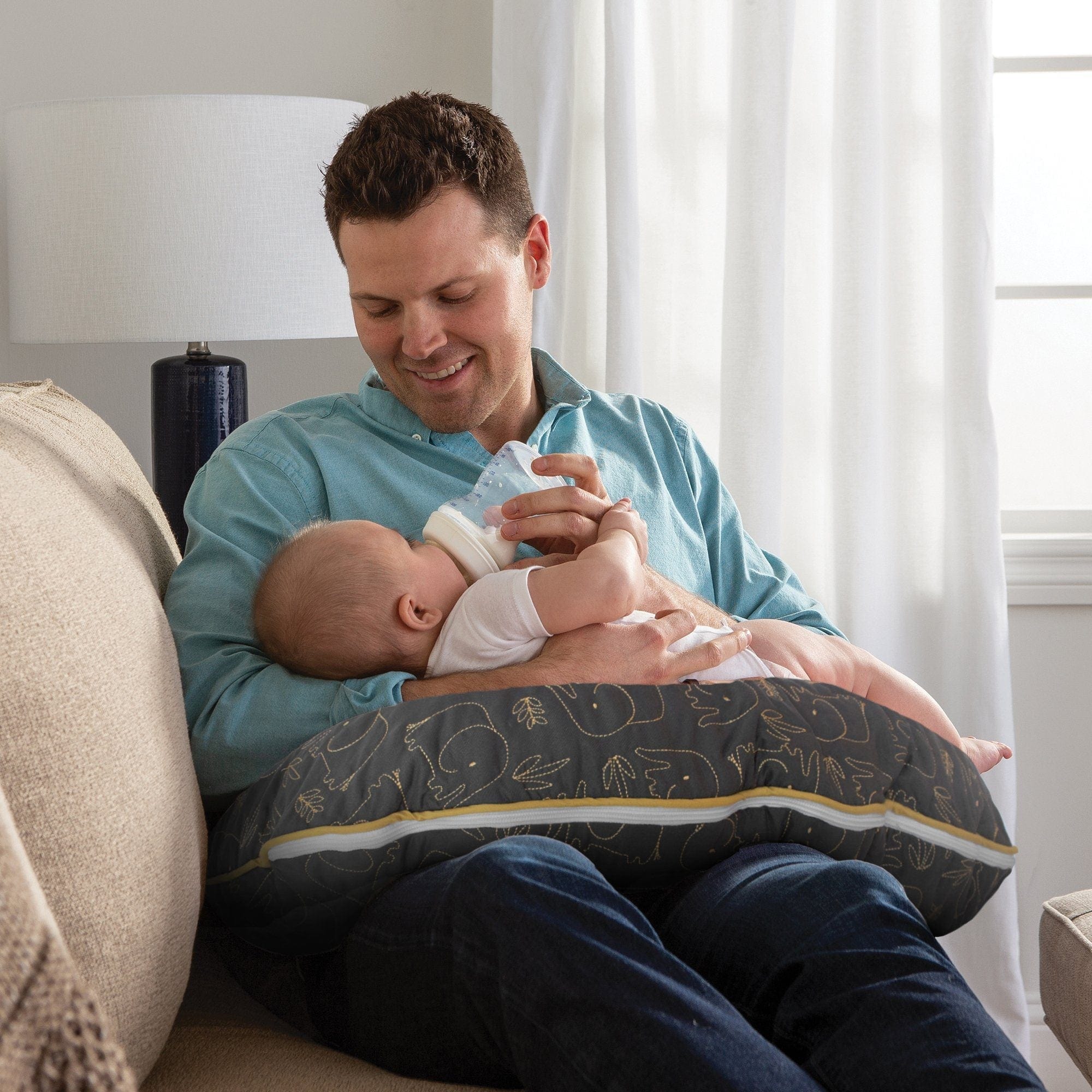 Boppy Luxe Slipcovered Nursing Pillow - Soft & Supportive Breastfeeding Pillow for New Moms, Comfortable Baby Feeding Support for Nursing, Bottle Feeding & Tummy Time