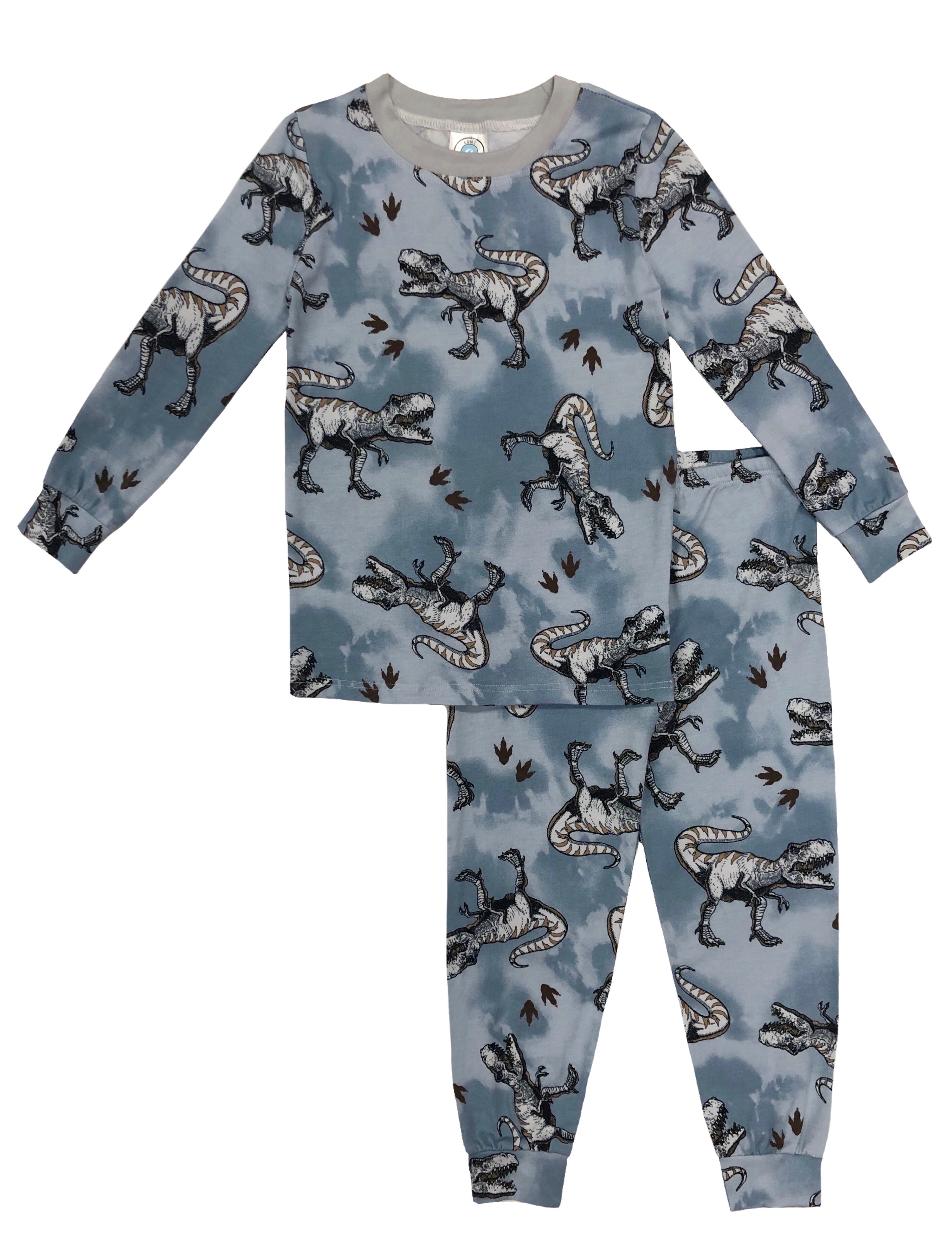 Blue Dinosaur Full Length Pajama Set for Kids - Soft & Comfortable Sleepwear for Boys and Girls - Perfect for Bedtime, Lounging, and Family Movie Nights