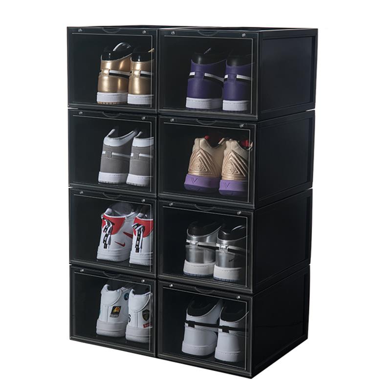Clear Acrylic Stackable Shoe Storage Box with Magnetic Front Opening - Thickened Non-Slip Design for Closet Organization (Set of 6) - Perfect for Sneaker Collection, Boot Storage & Bedroom Closet Organizer