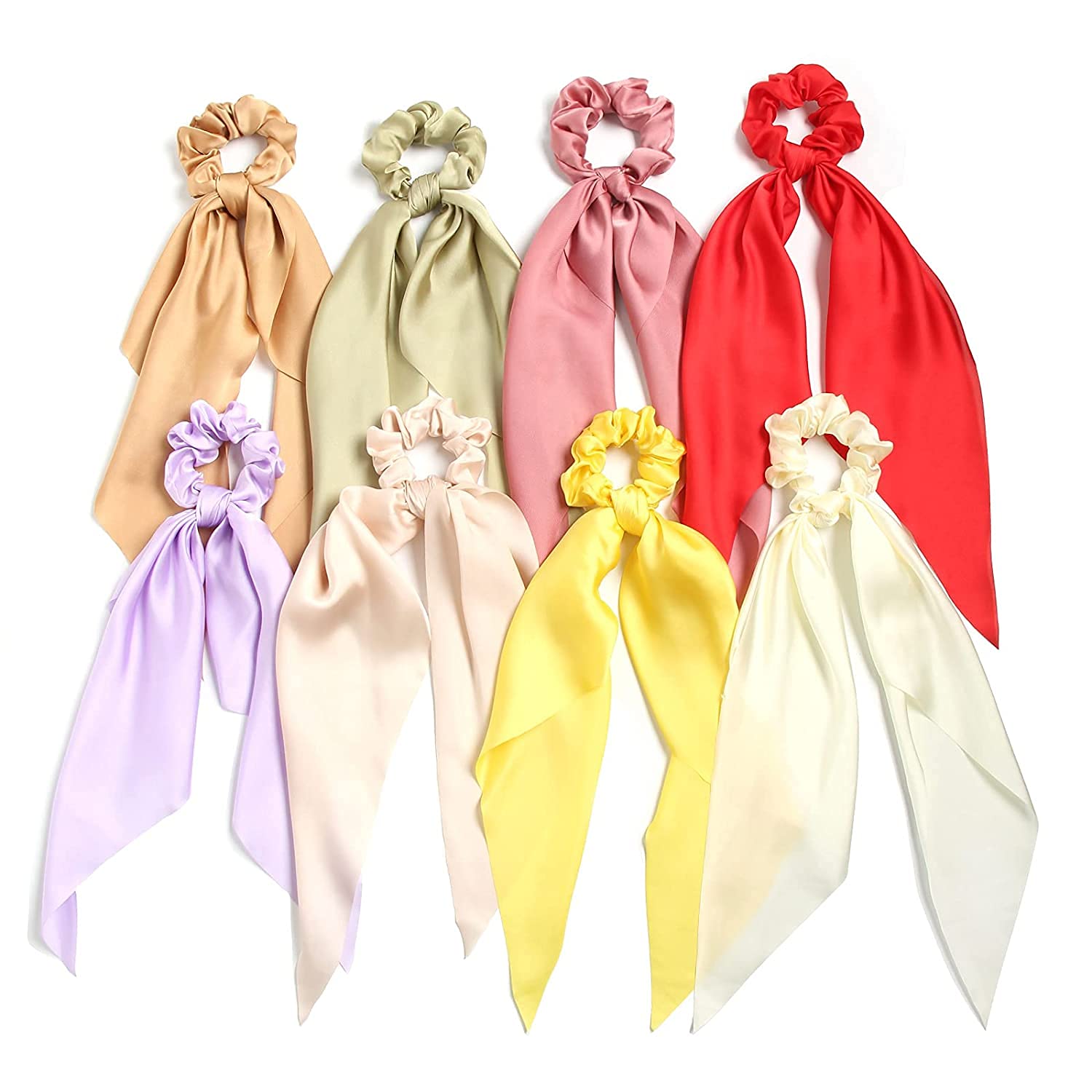 APSAMBR - 3PCS Satin Hair Scarf Scrunchies for Women, Solid Color Fabric Hair Ties, Ponytail Holder Hair Accessories (Random Color) - Perfect for Work, Gym, and Everyday Styling