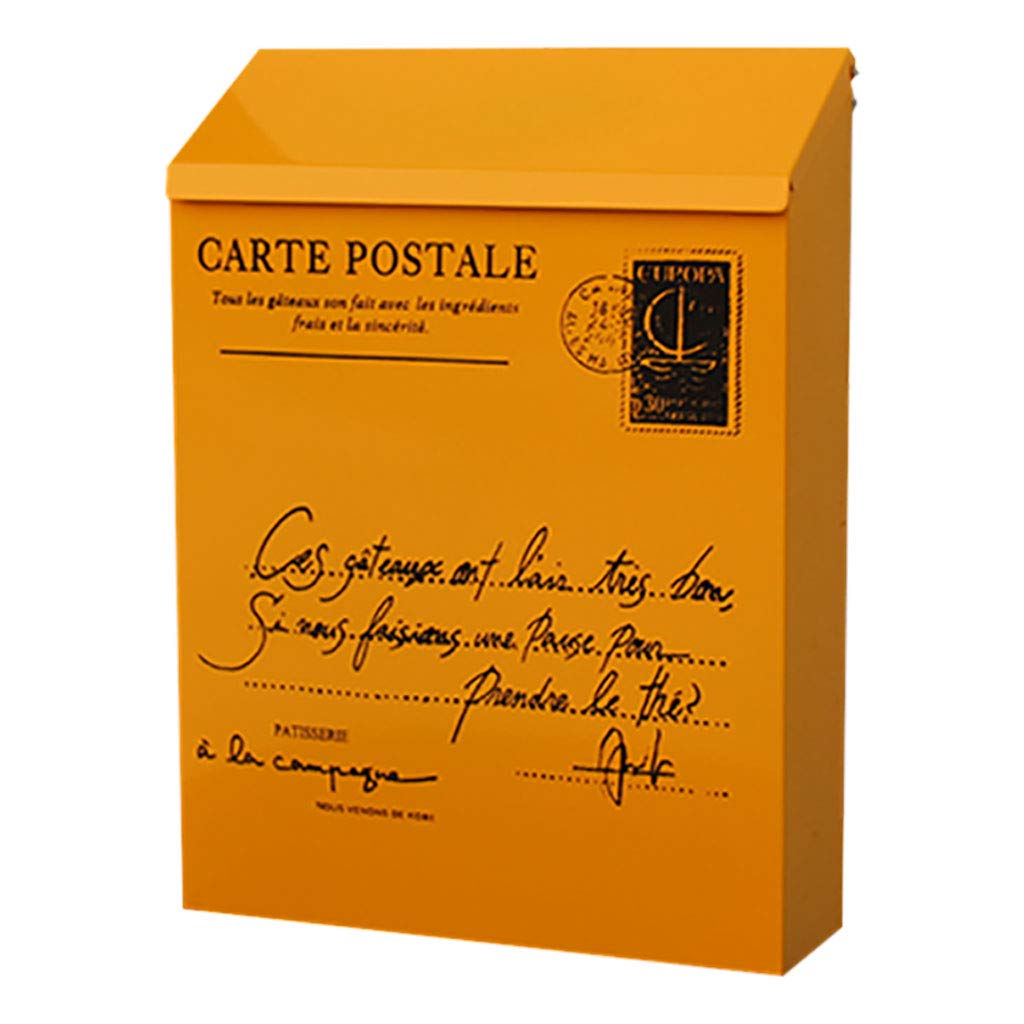 Creative Lockable Wall Mailbox - Outdoor Letter Box with Secure Lock (White/Yellow) - Perfect for Home, Garden, and Apartment Security