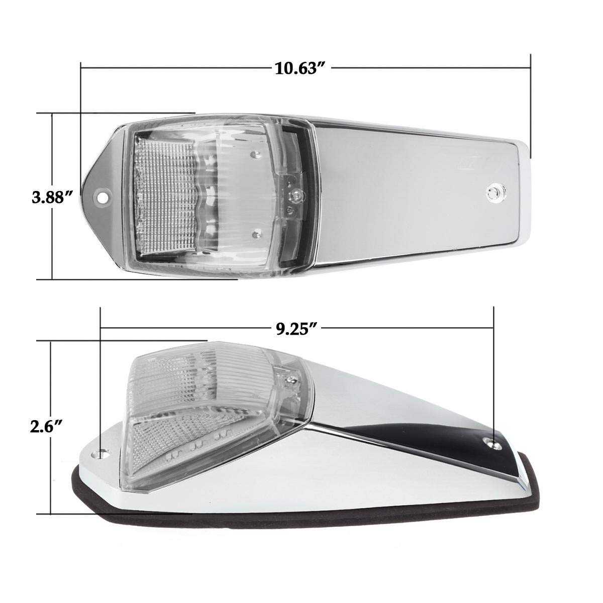 Partsam 5-Piece Clear Lens 31-LED Amber Cab Marker Roof Running Lights with Chrome Base - Compatible with Peterbilt, Kenworth, Freightliner, Western Star, Mack, International & Paccar Semi Trucks - Ideal for Truck Roof Safety Lighting & Night Visibility