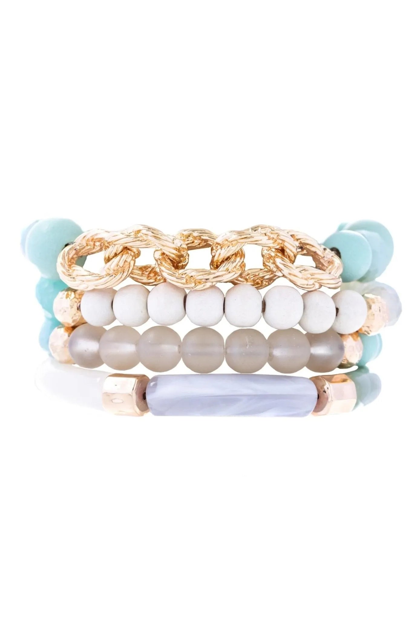 Beaded Wood Chain Link Bracelet Set for Women - Natural Wooden Bead Bracelets with Adjustable Chain - Boho Chic Jewelry for Casual Wear, Parties & Gifts