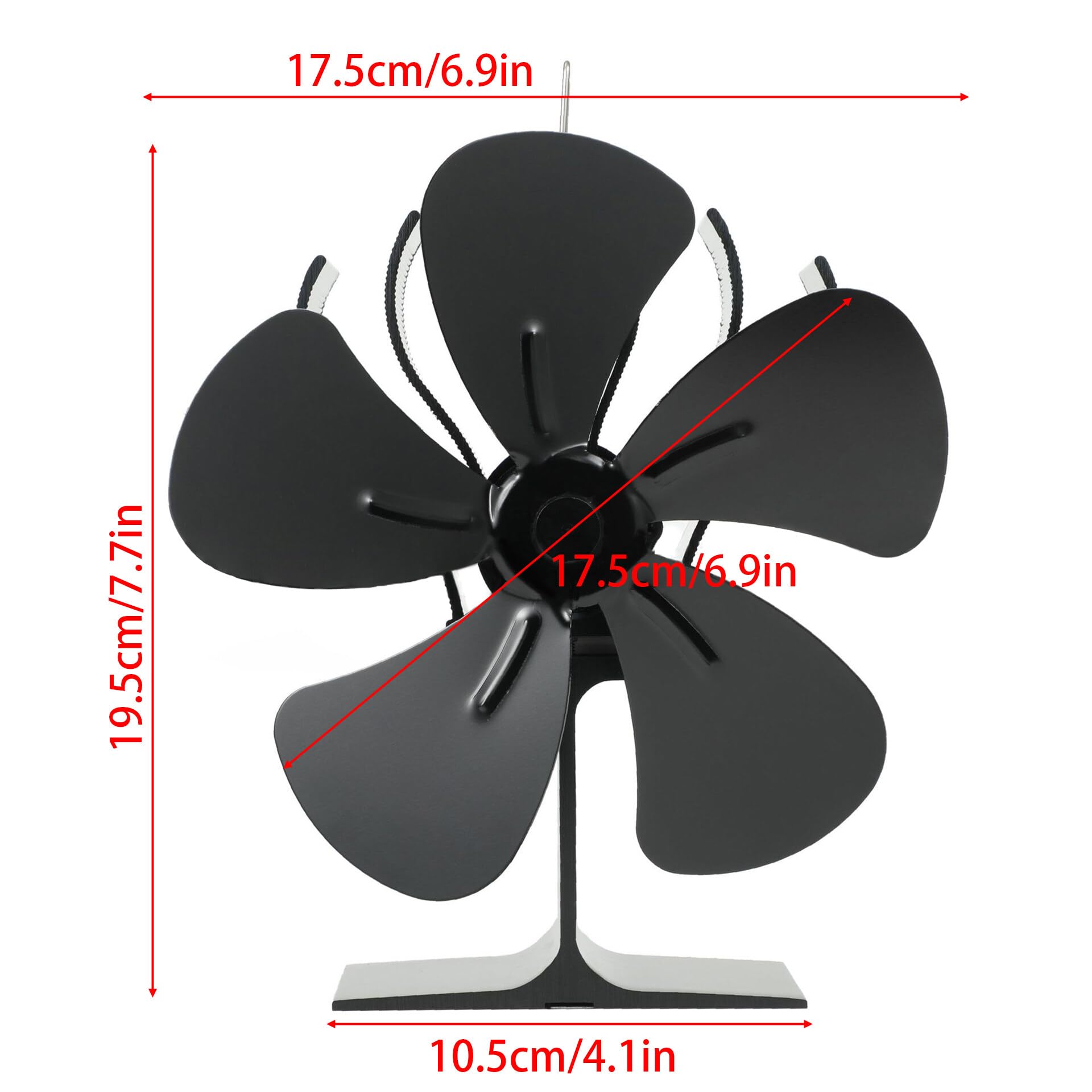 5-Blade Heat-Powered Fireplace Fan - Silent Wood Stove Fan for Efficient Warm Air Circulation - Non-Electric Stove Fan for Home, Living Room & Kitchen Fireplaces - Perfect for Cozy Winter Heating & Energy Savings