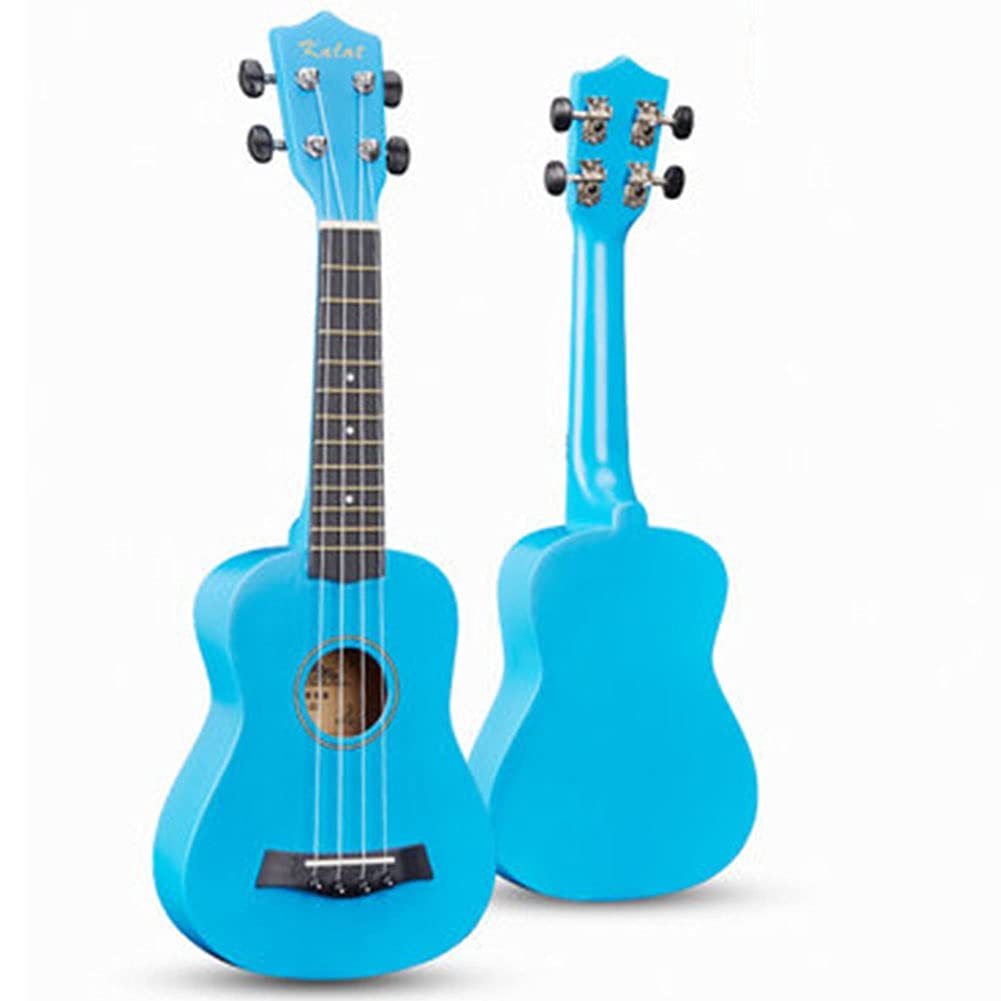 LXHONG 21 Inch Soprano Ukulele Beginner Kit - Blue Solid Top Ukulele with Gig Bag, Capo, Strap, Strings & Picks for Kids & Adults | Perfect for Travel, Beach, Camping & Music Lessons