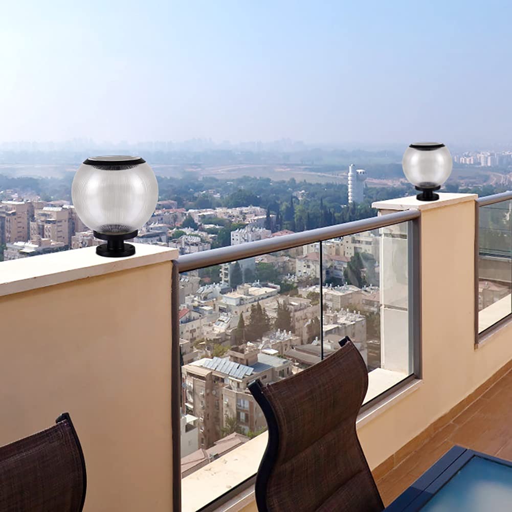 Solar Post Cap Lights Outdoor - 25cm Ball Shaped Waterproof LED Deck Lighting, Garden Pillar Lamp & Pathway Lights for Landscape, Patio, Driveway (Solar Powered) - Perfect for Backyard, Walkway, and Porch Decor