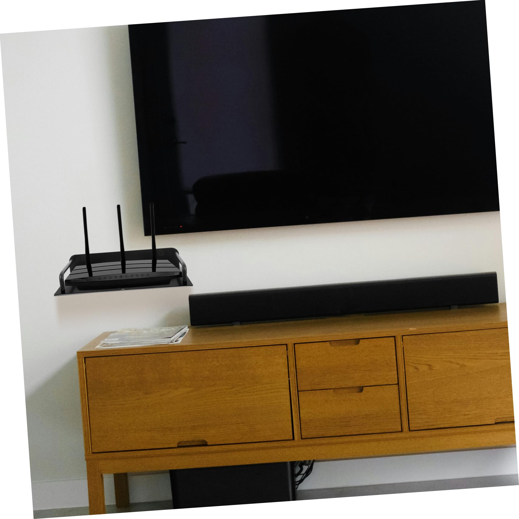 Tofficu 3-Piece Wall Mount Bracket Set for Projector, Security Camera & Router - Heavy Duty Home Theater & Office Storage Shelf for DVD Player, WiFi Router & CCTV Mounting