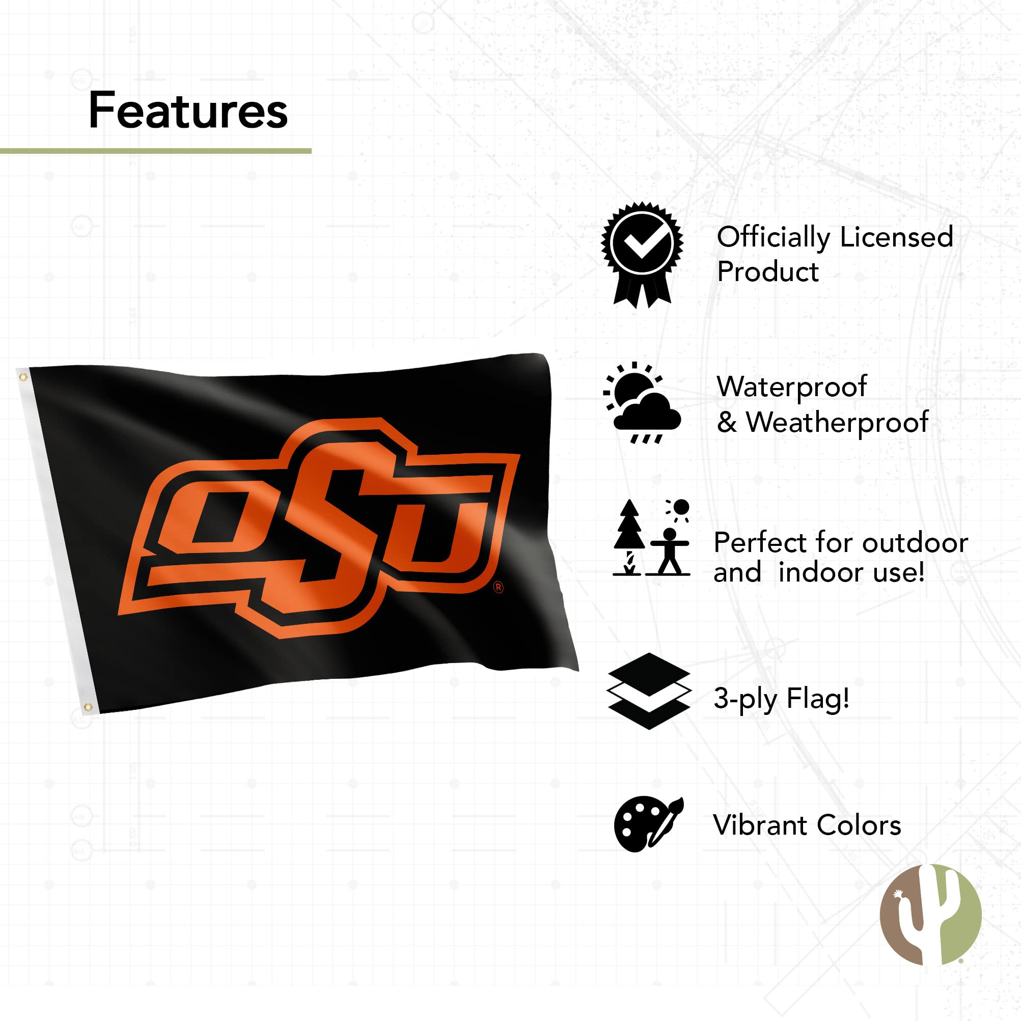 OSU Cowboys Double-Sided Flag 3x5ft - Indoor/Outdoor Polyester Banner for Game Day & Decor