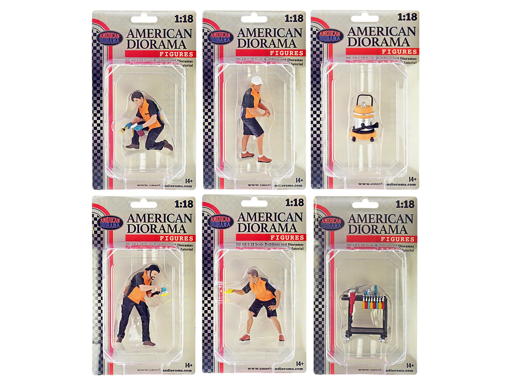Detail Masters 6-Piece Figurine Set for 1/18 Scale Model Cars - Realistic Miniature People Figures for Diecast Vehicle Displays & Diorama Scenes