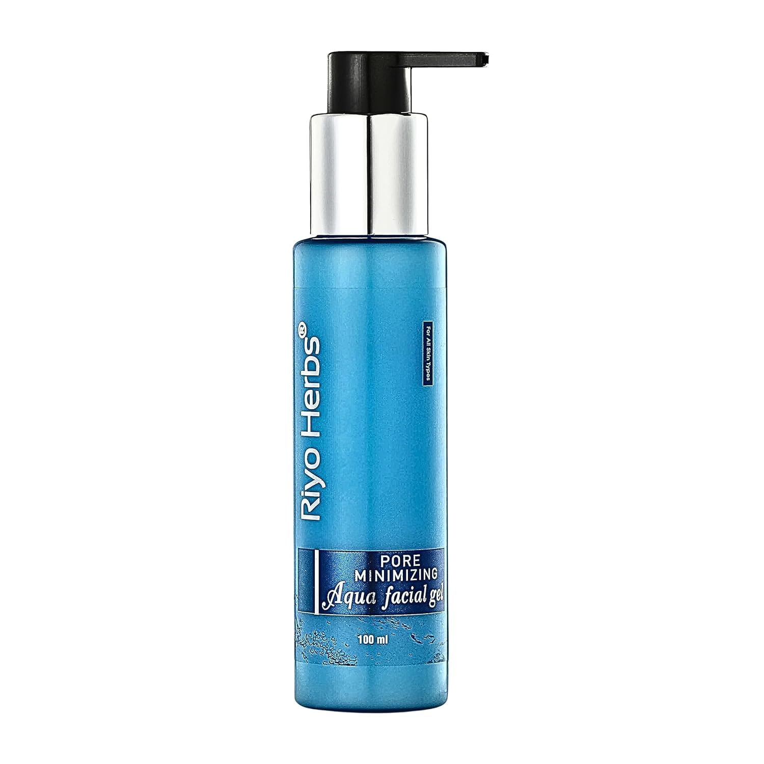 Riyo Herbs Pore Minimizing Aqua Gel - 100ml with Tea Tree Oil & Raspberry Seed Extract | Hydrating Face Moisturizer for Oily & Acne-Prone Skin | Reduces Pores & Refines Skin Texture | Perfect for Daily Skincare Routine & Post-Workout Refresh