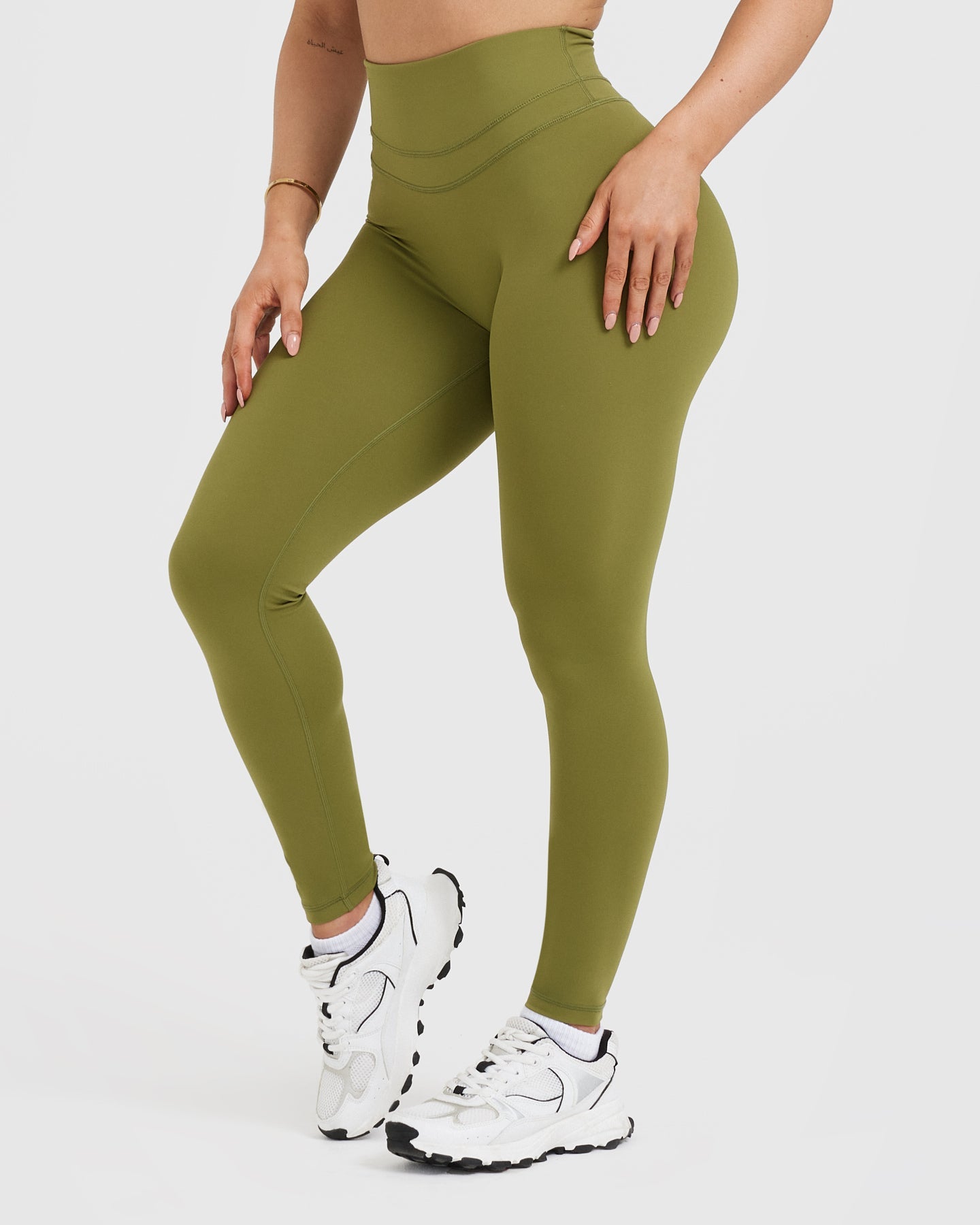 High Waisted Leggings for Women - Olive Green Yoga Pants with Tummy Control | Perfect for Workout, Yoga & Everyday Wear