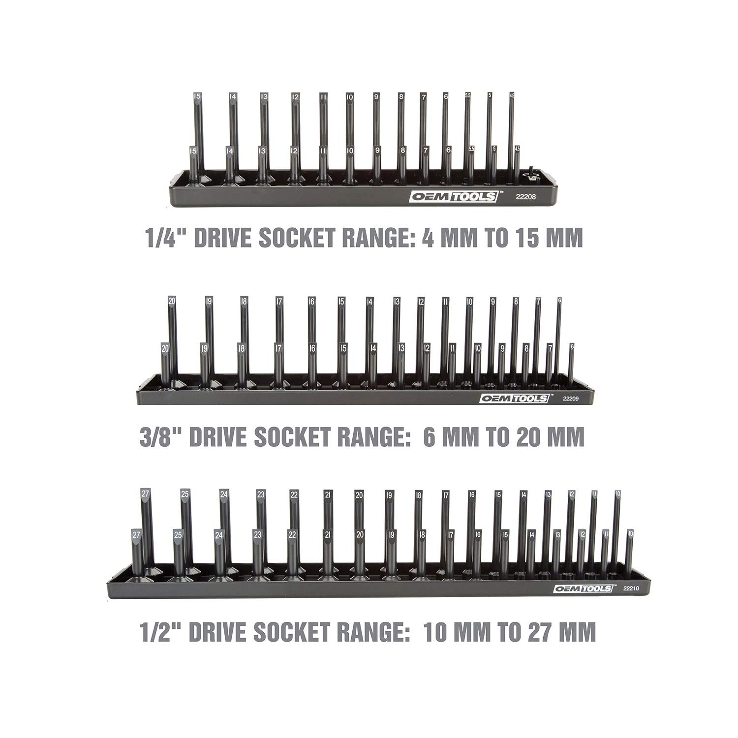 OEMTOOLS 22233 6-Piece Socket Organizer Set for 1/4