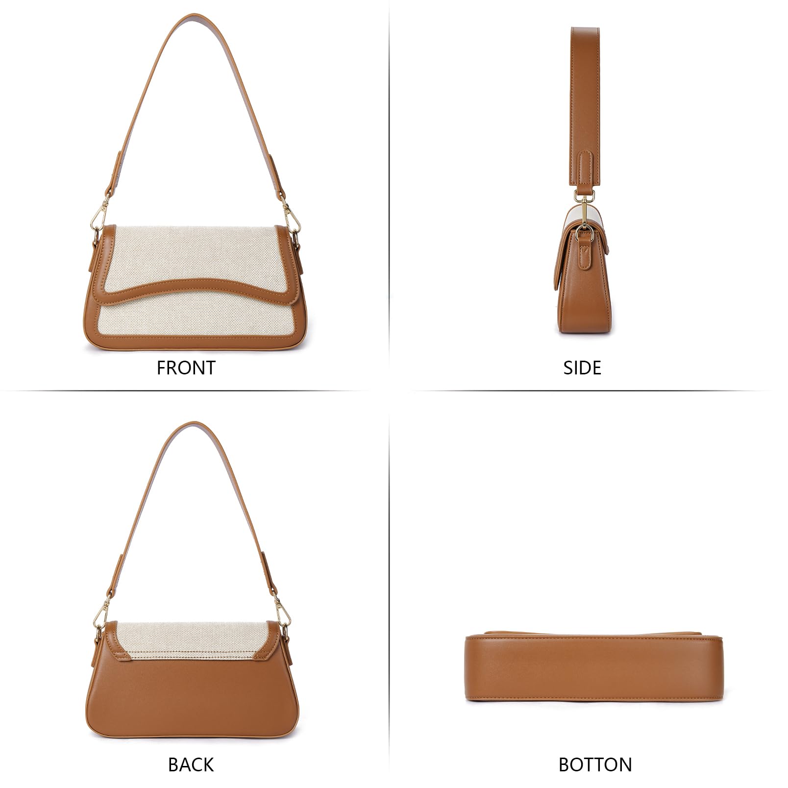 Telena Vegan Leather Shoulder Bag for Women - Crossbody Purse with 2 Removable Straps | Fashionable Handbag for Work, Travel & Everyday Use