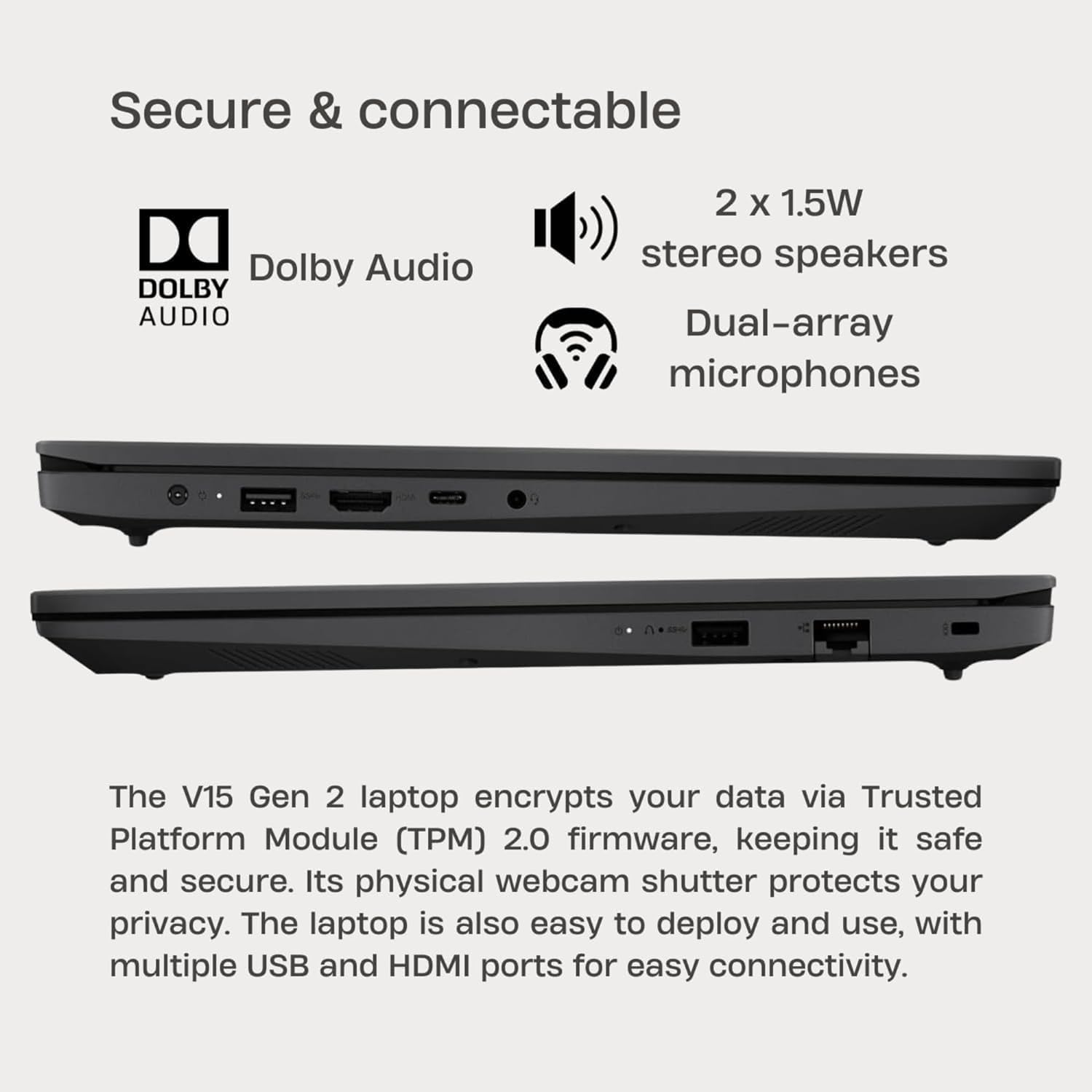 Lenovo V15 Laptop - 32GB RAM, 1TB SSD (512GB Internal + 512GB External), 15.6