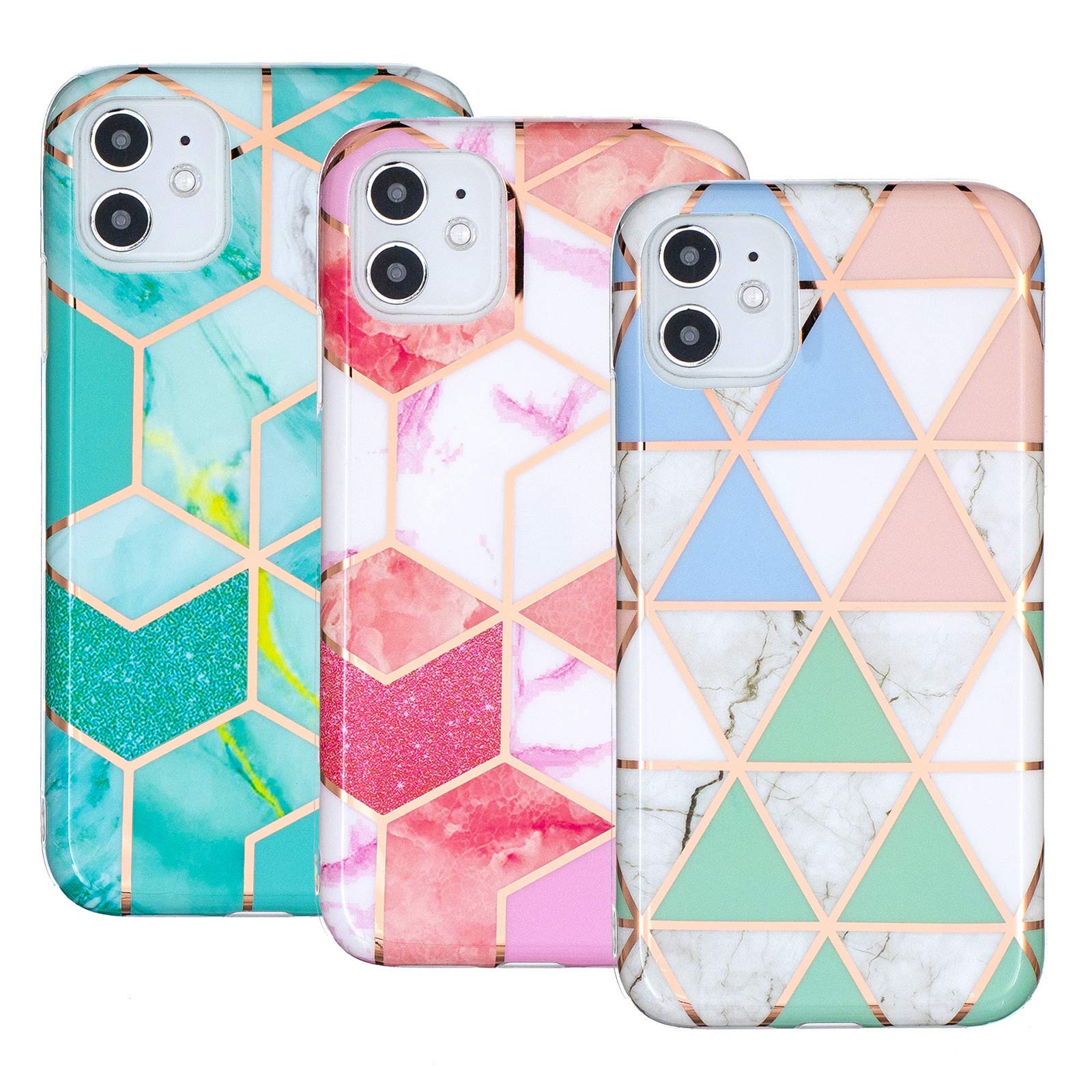 3-Pack Irregular Splicing Marble Phone Case for iPhone 11 - Shockproof Protective Cover with Unique Design | Perfect for Daily Use, Travel & Gift Giving