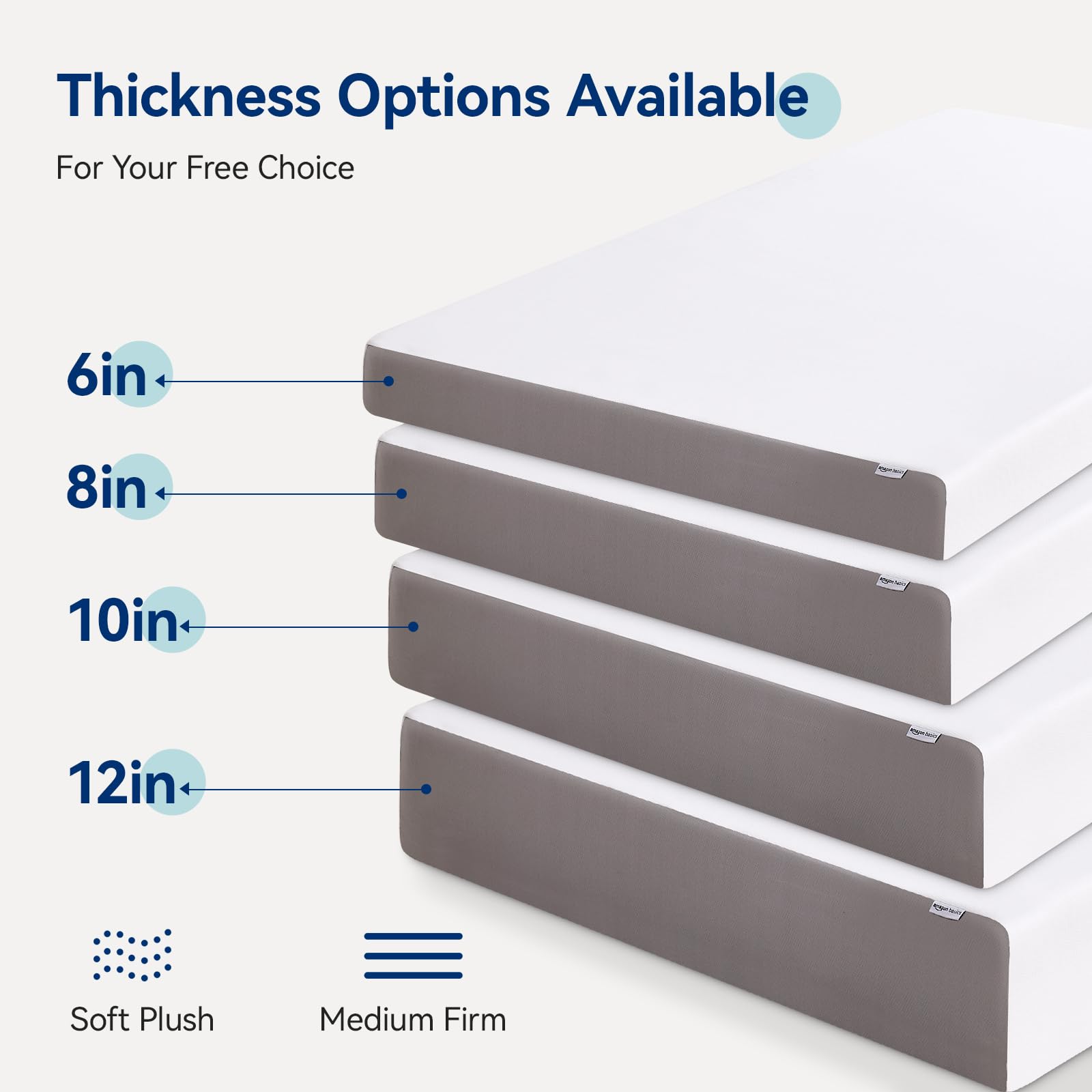 Amazon Basics 8 Inch Queen Memory Foam Mattress - Medium Firm Support, Pressure Relief, CertiPUR-US Certified, White & Grey - Perfect for Bedrooms, Guest Rooms & Dorm Rooms