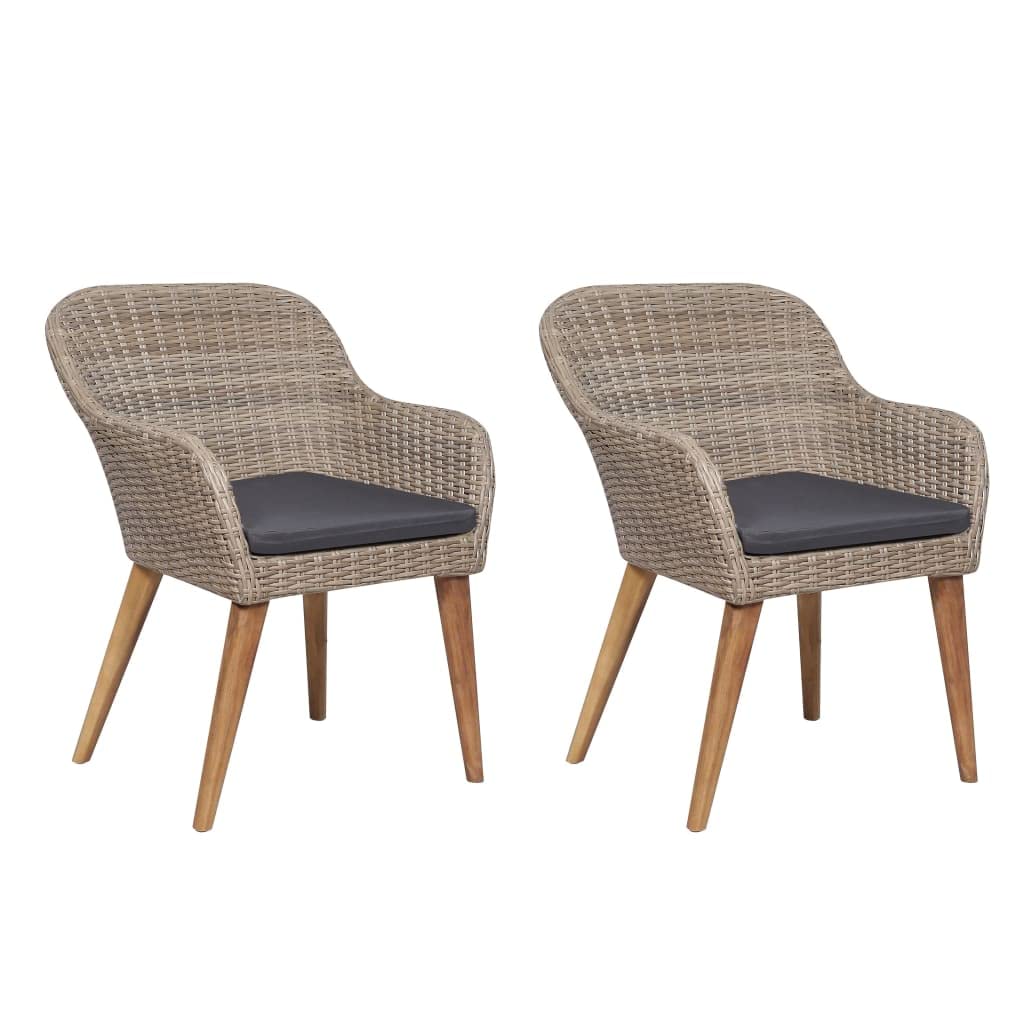 Homvdxl 2-Piece Patio Chair Set with Cushions - Brown Wooden Bistro Chairs for Outdoor Garden, Porch, Yard & Pool - Perfect for Relaxing, Entertaining & Conversation Sets