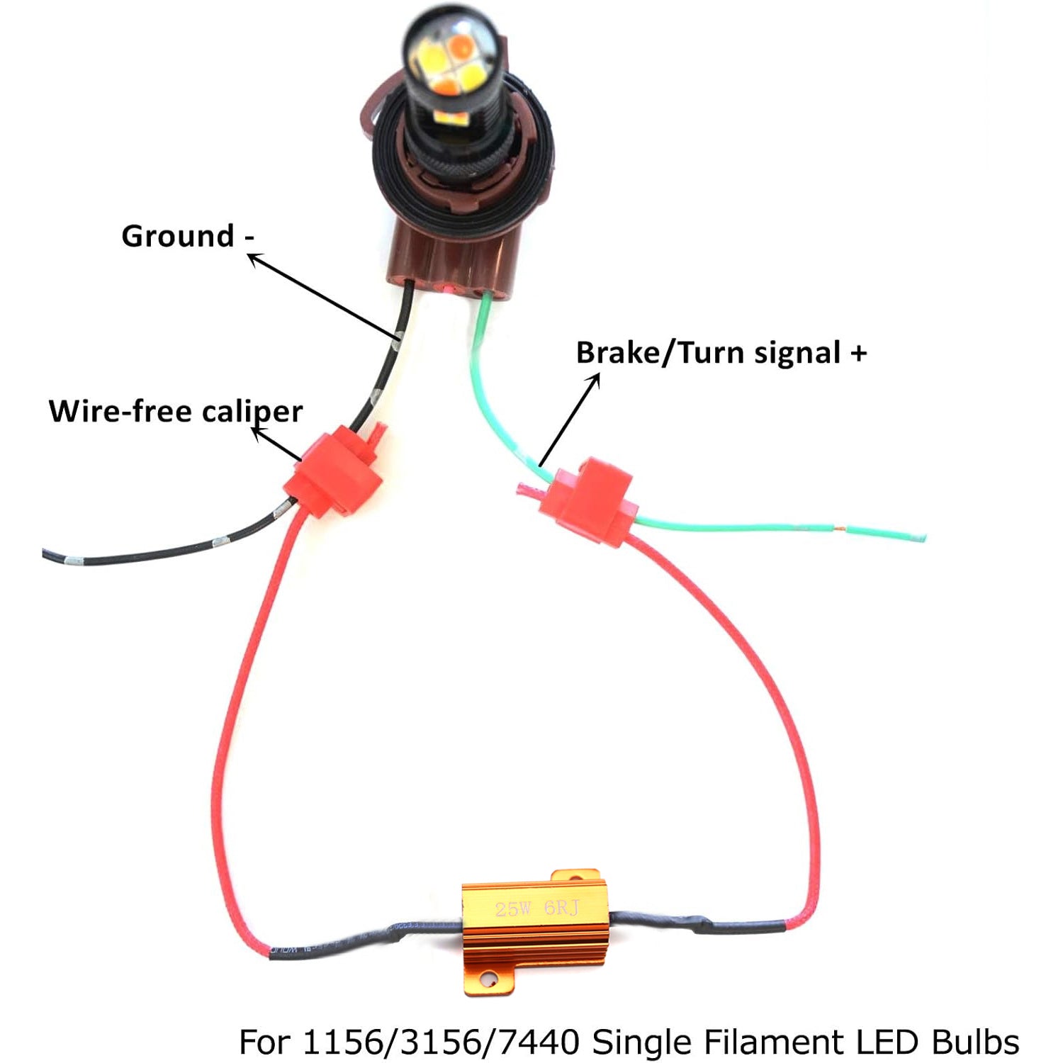 25W 6Ohm Load Resistors for LED Bulbs - Fix Rapid Flash Issues in Car & Motorcycle Turn Signals | Compatible with LED Conversion Kits & Aftermarket Lights