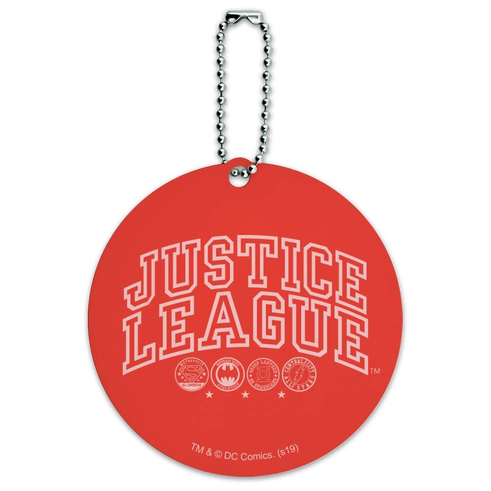 Justice League Superhero Logo Round Luggage ID Tag - Durable Suitcase & Carry-On Baggage Identifier for Travel, Business Trips & Vacations