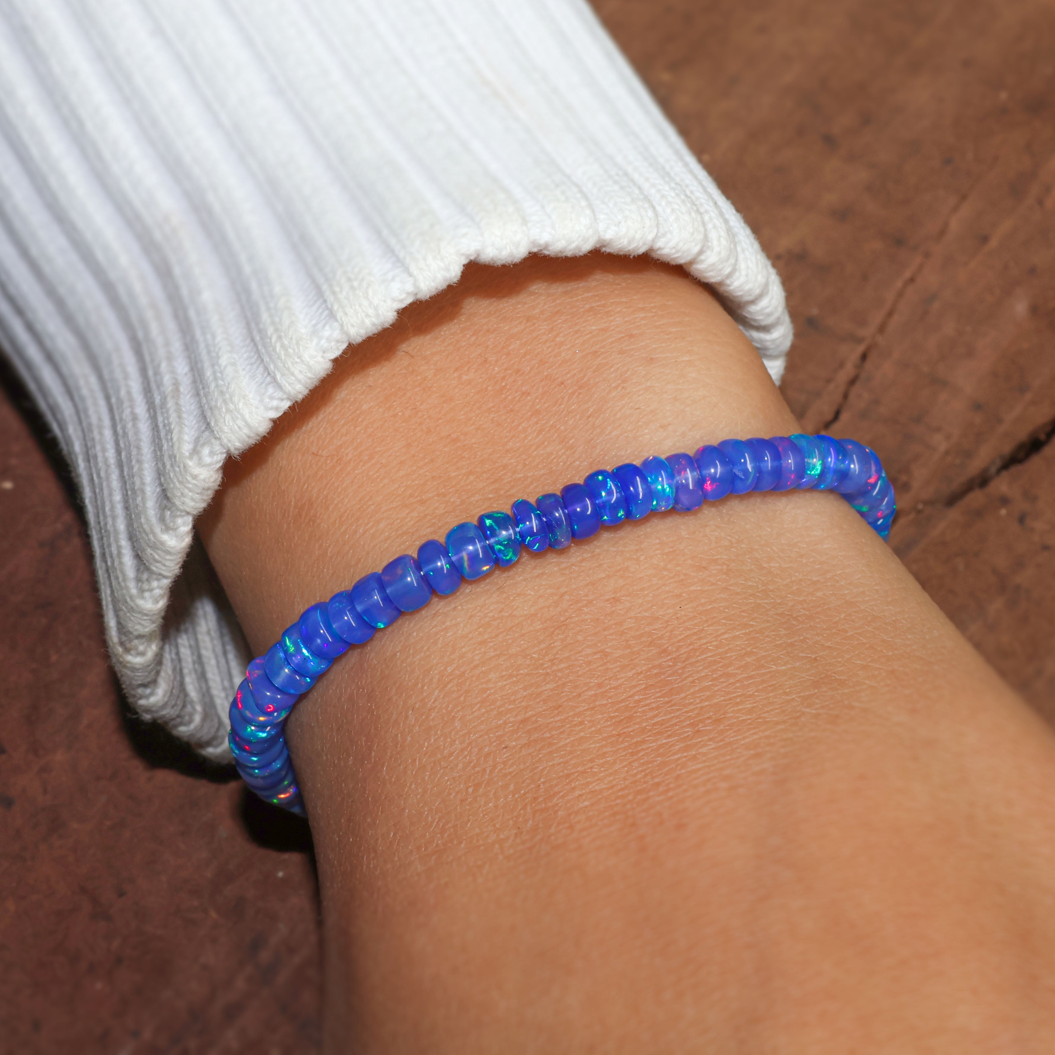 Blue Opal Plain Shaded Beaded Bracelet - Natural Birthstone Jewelry for Women | Perfect Gift for Birthday, Anniversary & Special Occasions