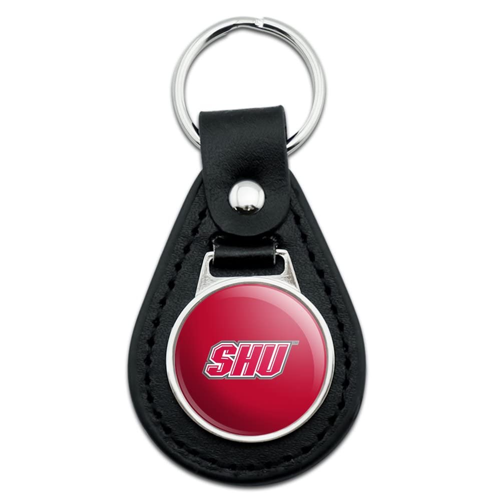 Sacred Heart University Black Leather Keychain with Primary Logo - Personalized College Keyring for Alumni, Students & Fans - Perfect for Gifts, Backpacks & Keychains