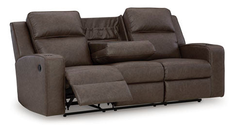 Lavenhorne Umber Reclining Sofa - 3-Seater Leather Living Room Couch with Adjustable Backrest & Footrest - Perfect for Home Theater, Family Room, and Lounge Relaxation