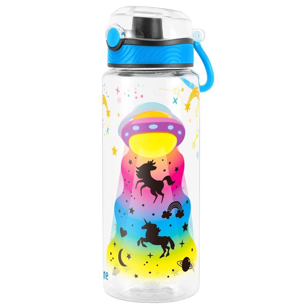 BPA-Free 23oz (680ml) Cute UFO Water Bottle for Kids & Girls - Tritan, Leak Proof, Easy to Clean with Carry Handle - Perfect for School, Travel & Outdoor Activities