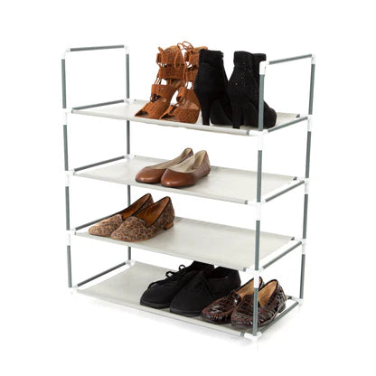 4-Tier Shoe Rack Organizer for 12 Pairs - Space Saving Entryway Shoe Storage for Closet, Bedroom & Mudroom Organization