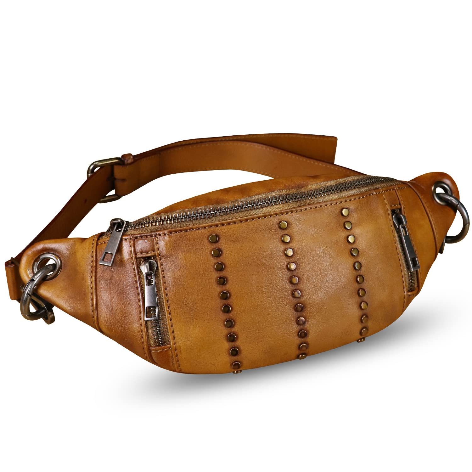 Genuine Leather Fanny Pack for Women - Vintage Real Leather Waist Bag - Fashion Hip Bag - Crossbody Purse - Perfect for Travel, Hiking, Concerts & Everyday Use