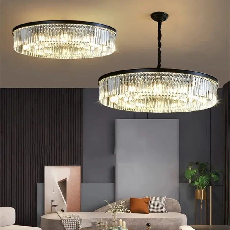 Lucinda Black Crystal Chandelier - Elegant Modern Ceiling Light Fixture for Dining Room, Bedroom & Living Room Decor