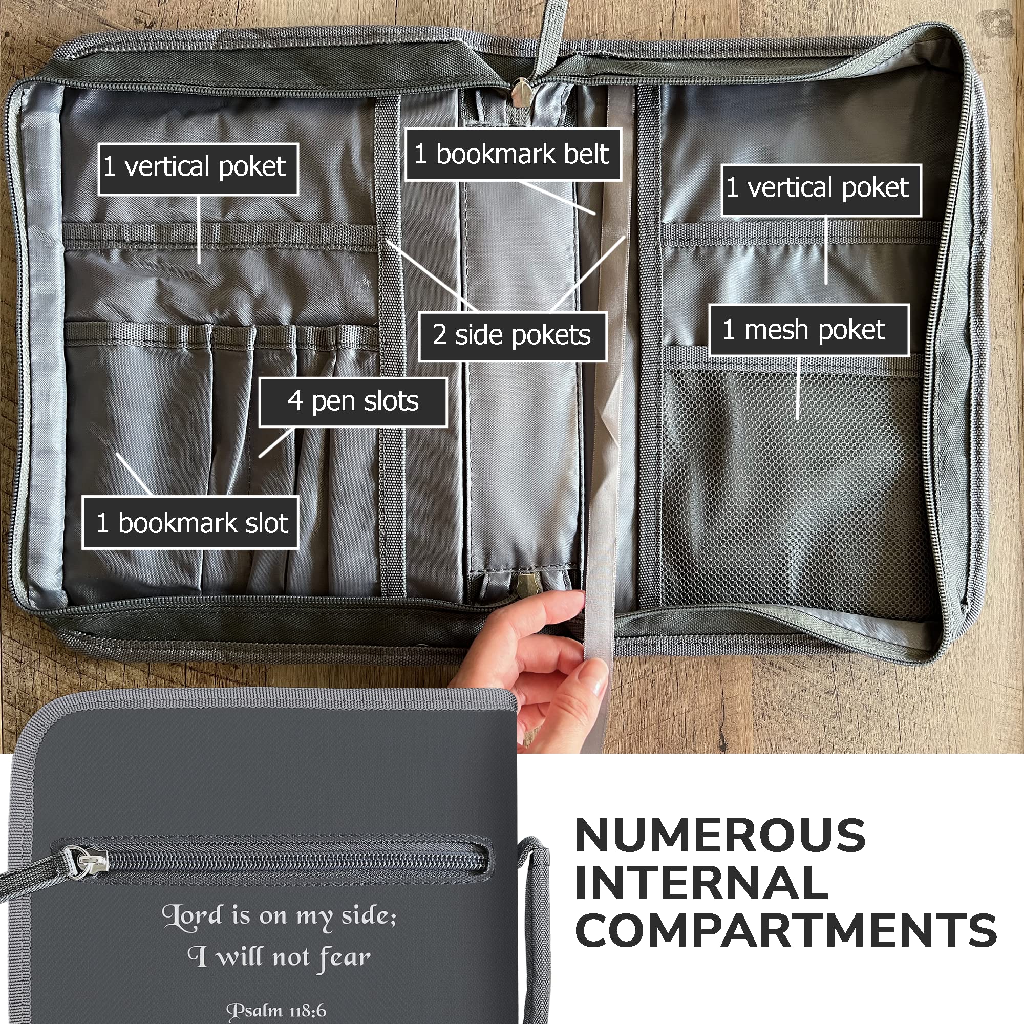 DEHITE Premium Bible Cover for Women & Men - Zippered Pocket & Pen Slots - Durable Fabric Bible Bag - Perfect Religious Gift for Church, Travel & Daily Devotion