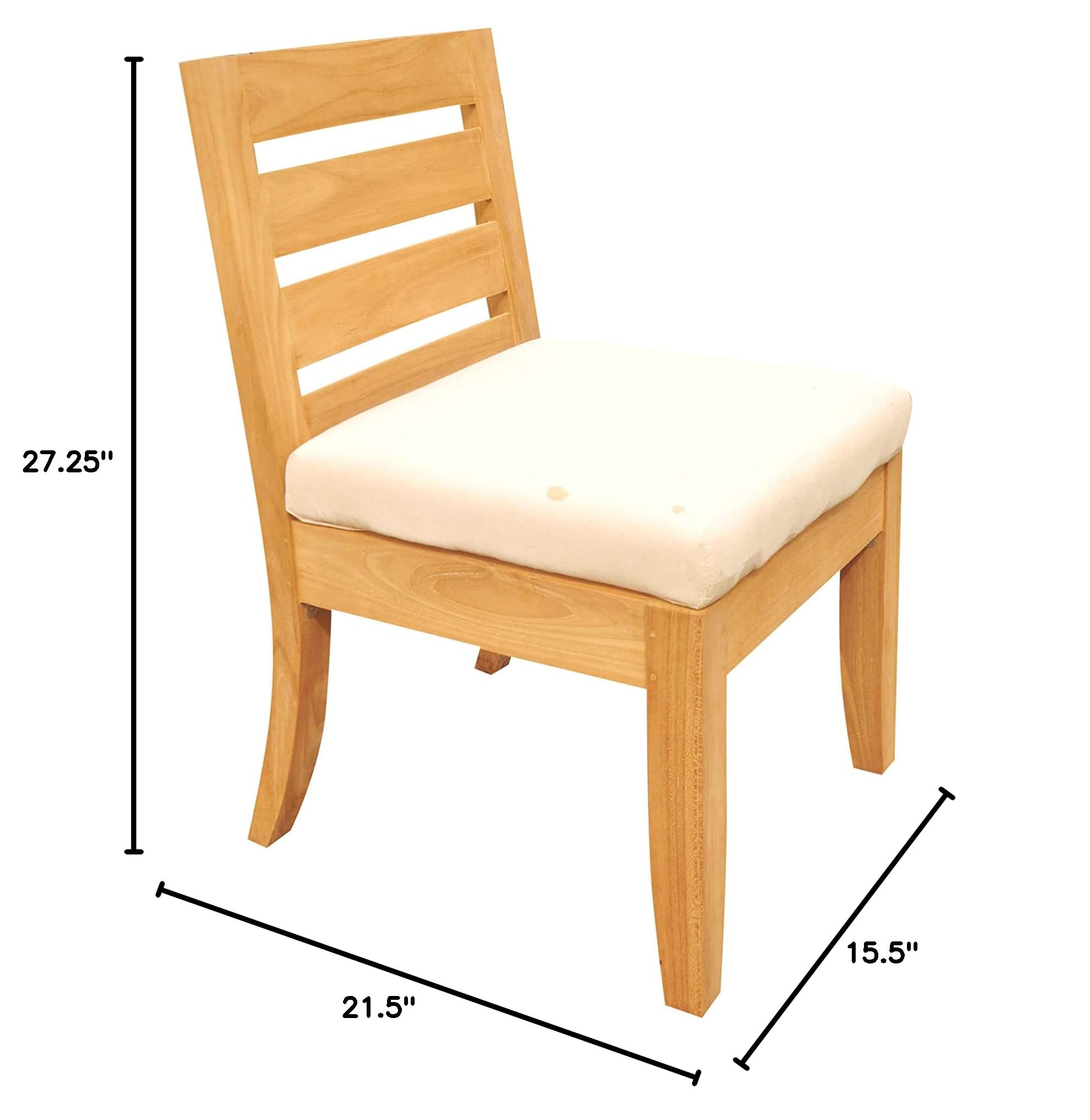 Premium Grade-A Teak Wood Armless Dining Chair - Modern Atnas Solo Chair for Kitchen, Dining Room & Patio | Durable & Stylish Seating Solution