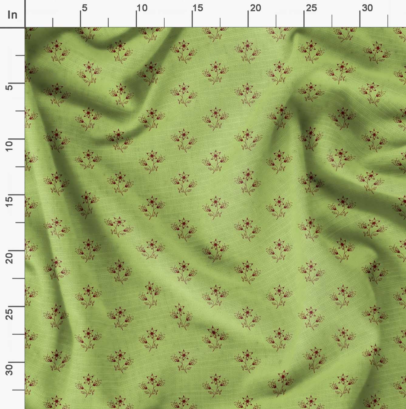 Soimoi Moss Green Georgette Fabric by The Yard - 42 Inch Wide Printed Floral Leaf Design - Elegant Lightweight Fabric for Dresses, Scarves, Curtains & DIY Fashion Projects