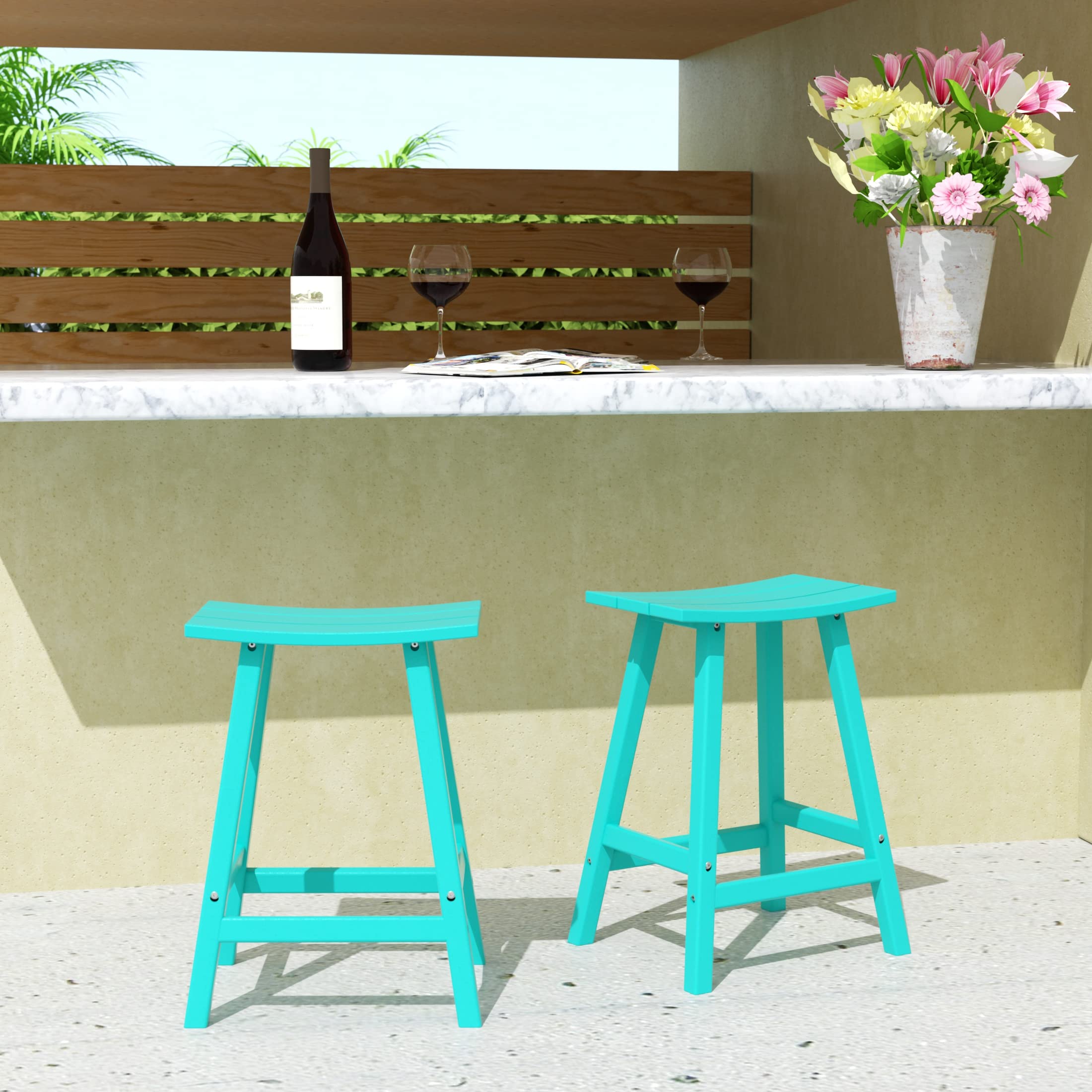 WestinTrends Malibu 2-Piece 29-Inch Outdoor Bar Stools Set, Turquoise - Perfect for Patio, Poolside & Backyard Entertaining