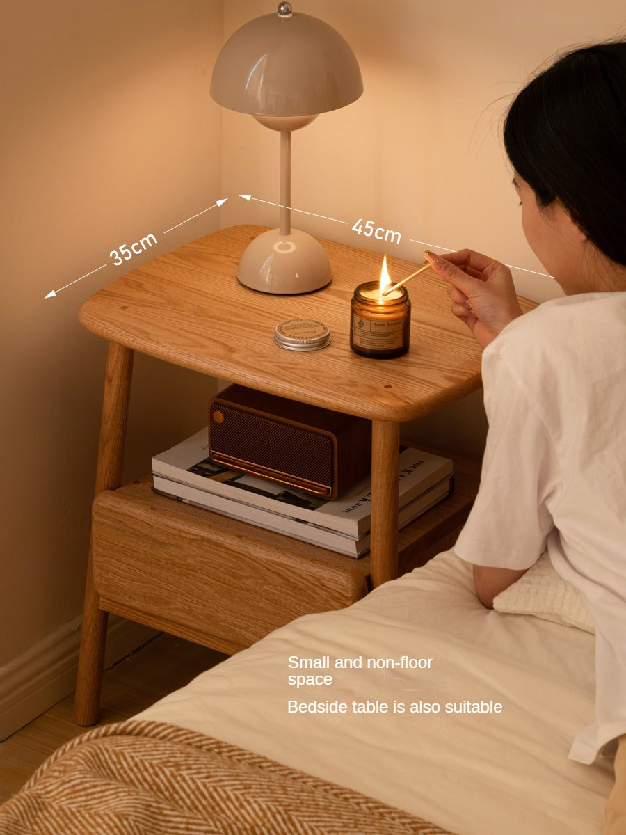 Solid Oak Wood Nightstand with Drawer - Modern Bedside Table for Small Spaces - Perfect for Bedrooms, Living Rooms, and Dorm Rooms