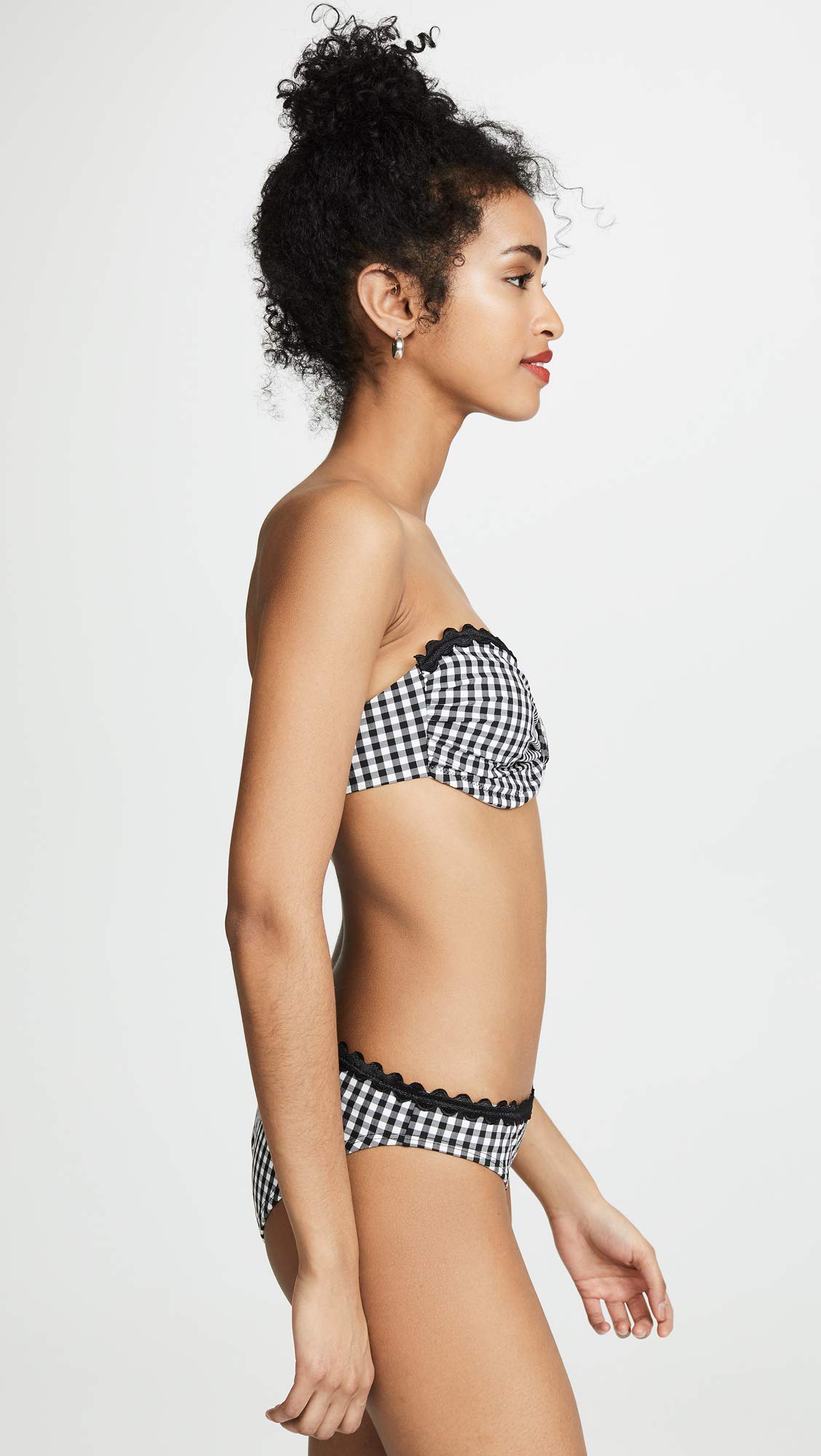 Shoshanna Women's Classic Black and White Gingham Bikini Top - Adjustable Straps, Comfortable Swimwear for Beach, Pool & Summer Vacation